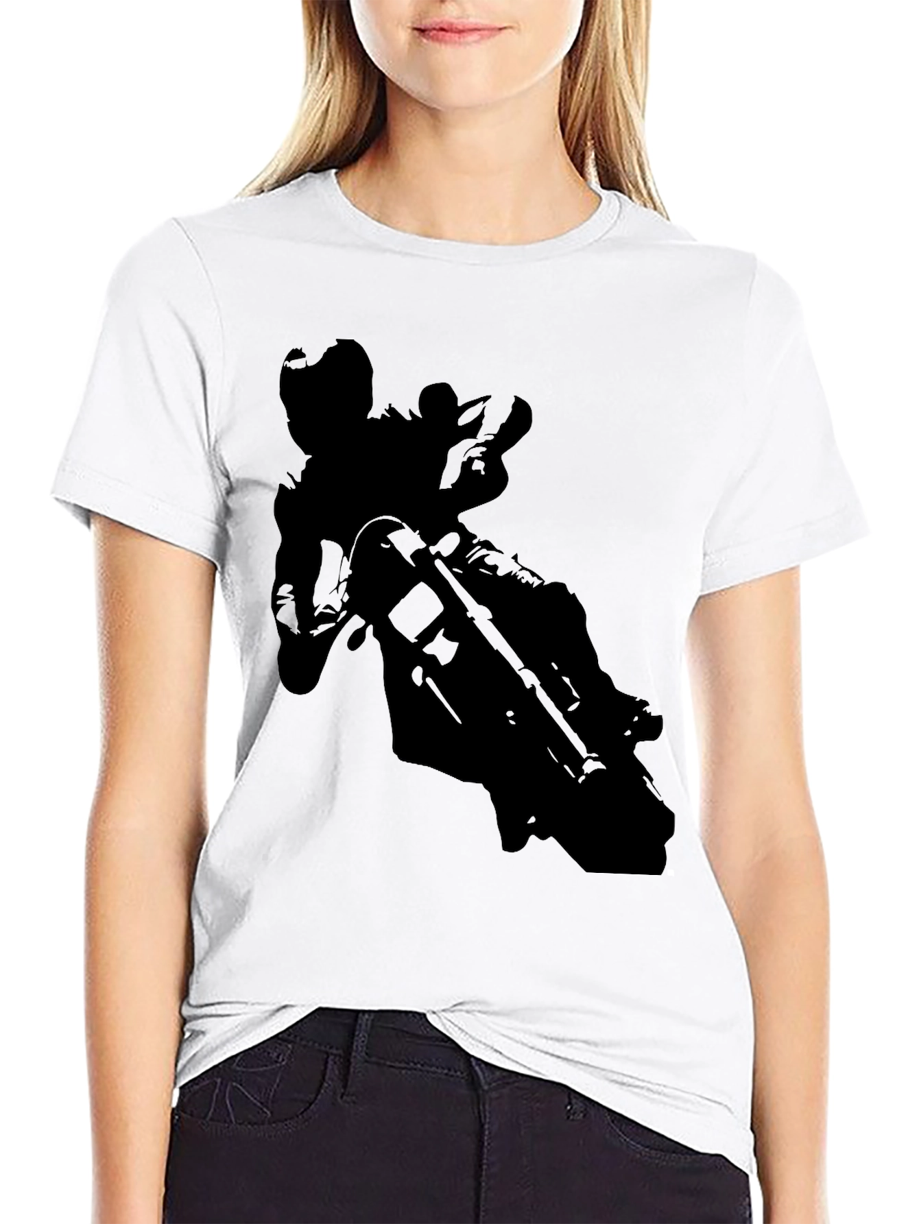 Motorcycle Rider Graphic Tee - Black