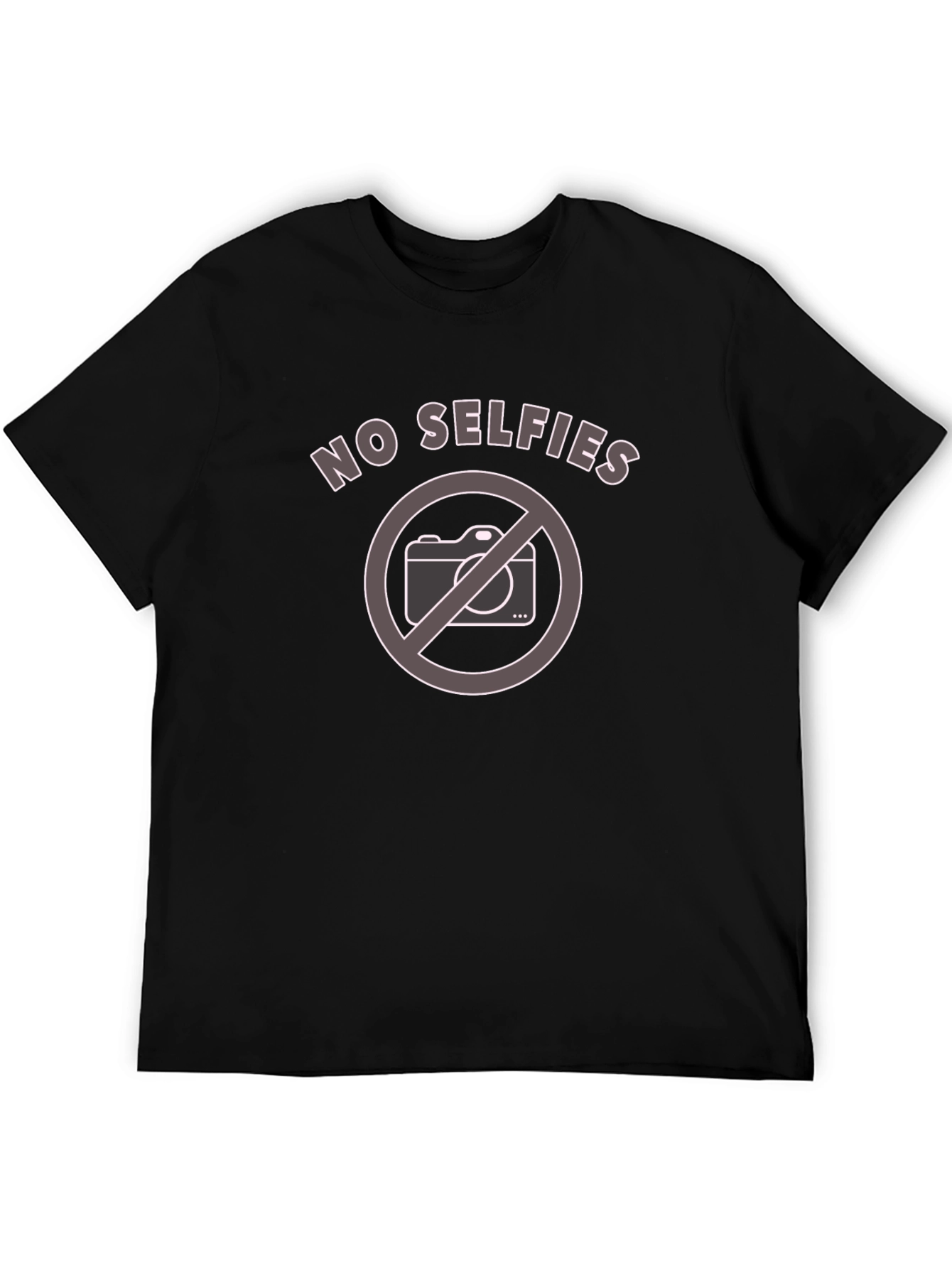 No Selfies Graphic Tee - Black Cotton T-Shirt