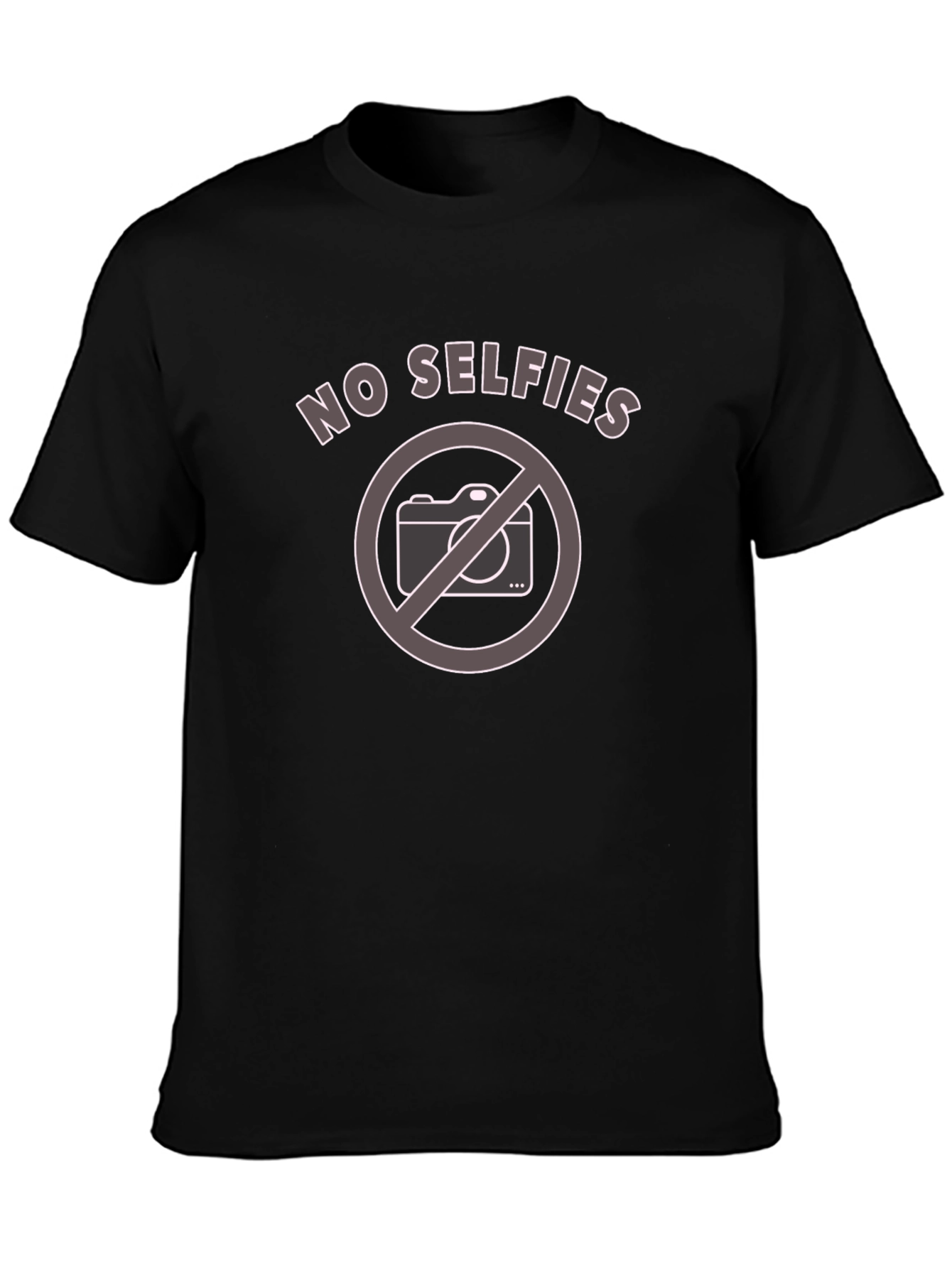 No Selfies Graphic Tee - Black Cotton T-Shirt
