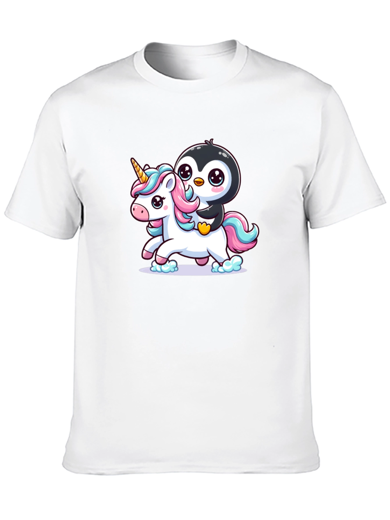 Penguin Riding Unicorn Graphic Tee