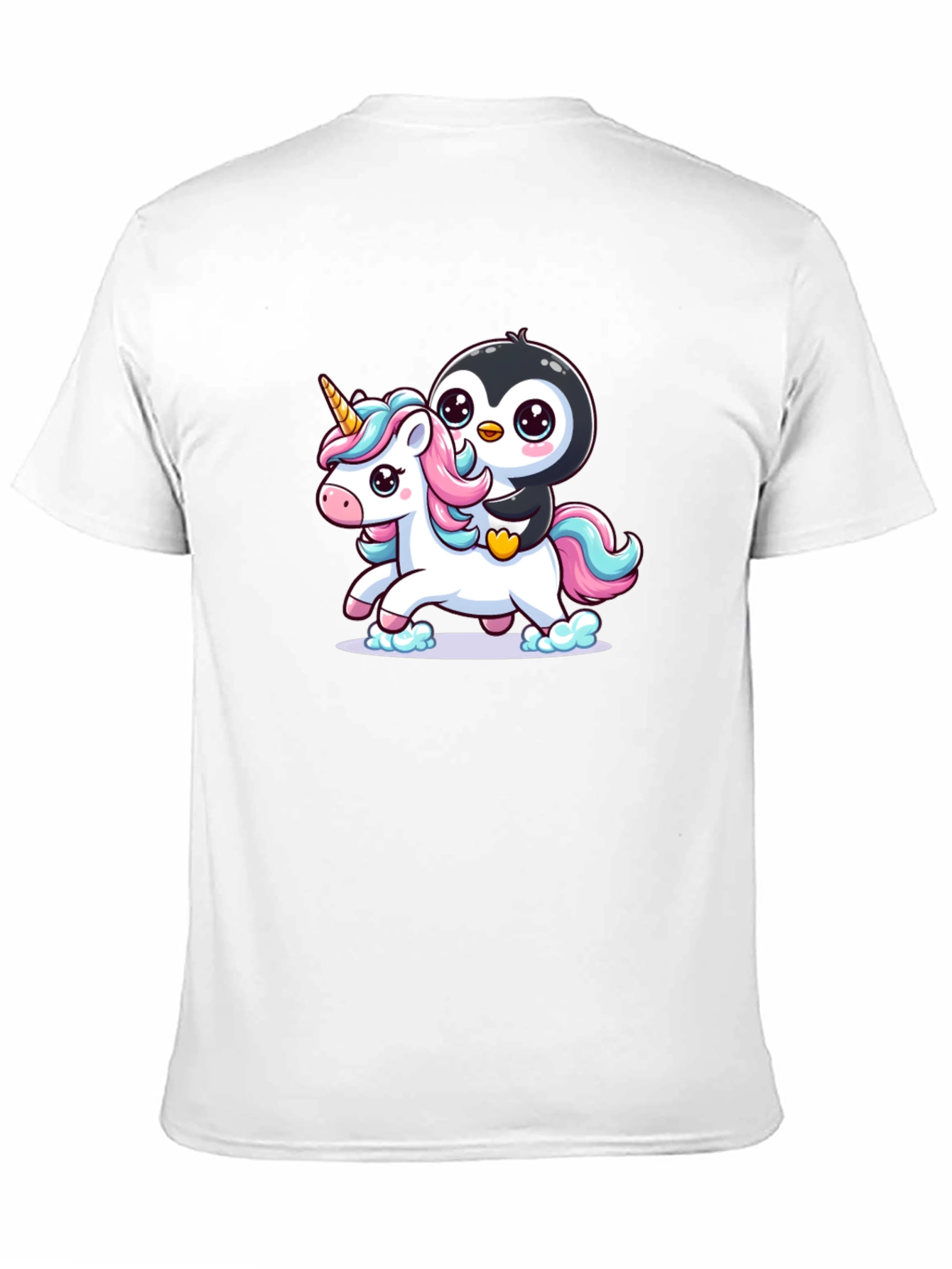 Penguin Riding Unicorn Graphic Tee