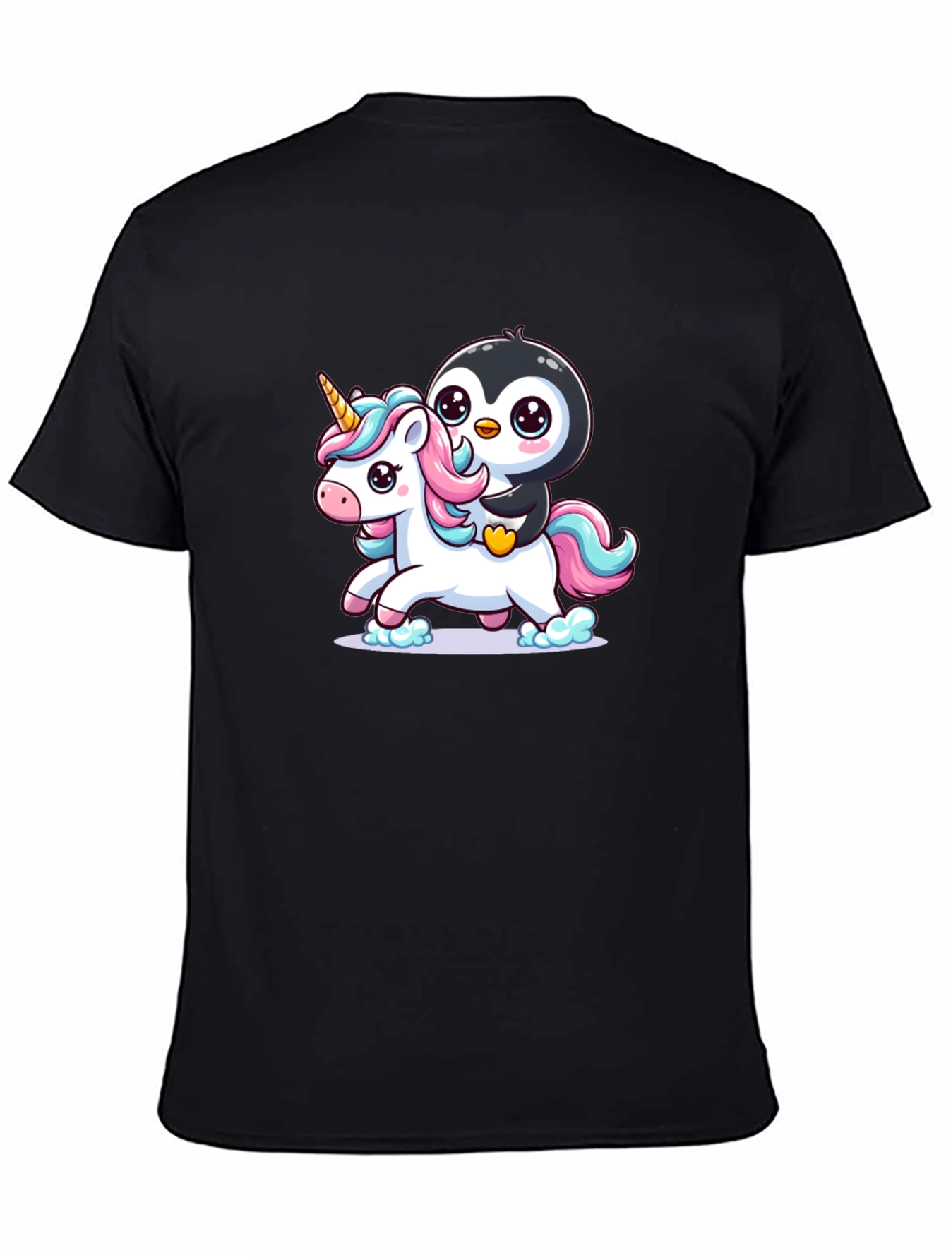 Penguin Riding Unicorn Graphic Tee