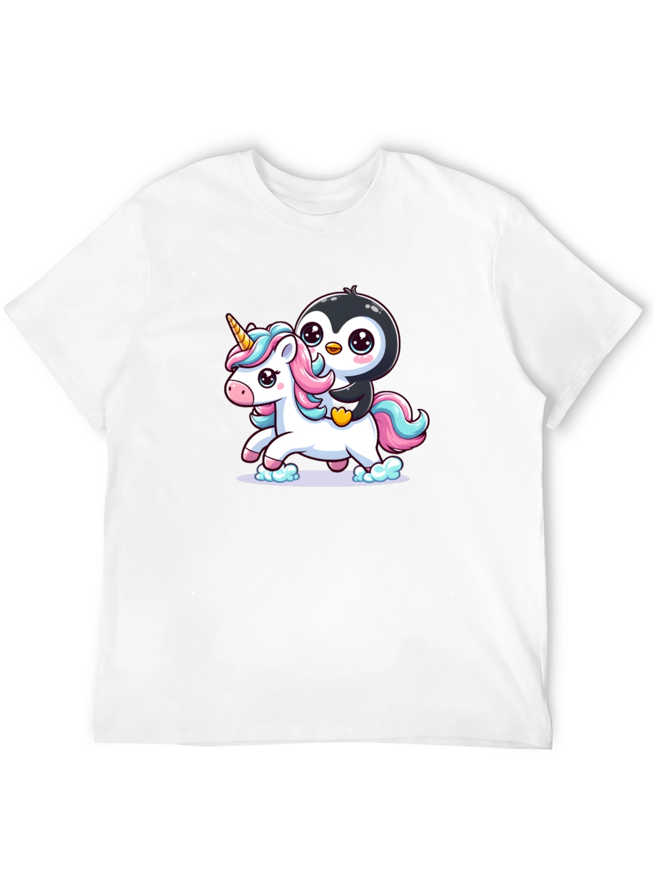 Penguin Riding Unicorn Graphic Tee