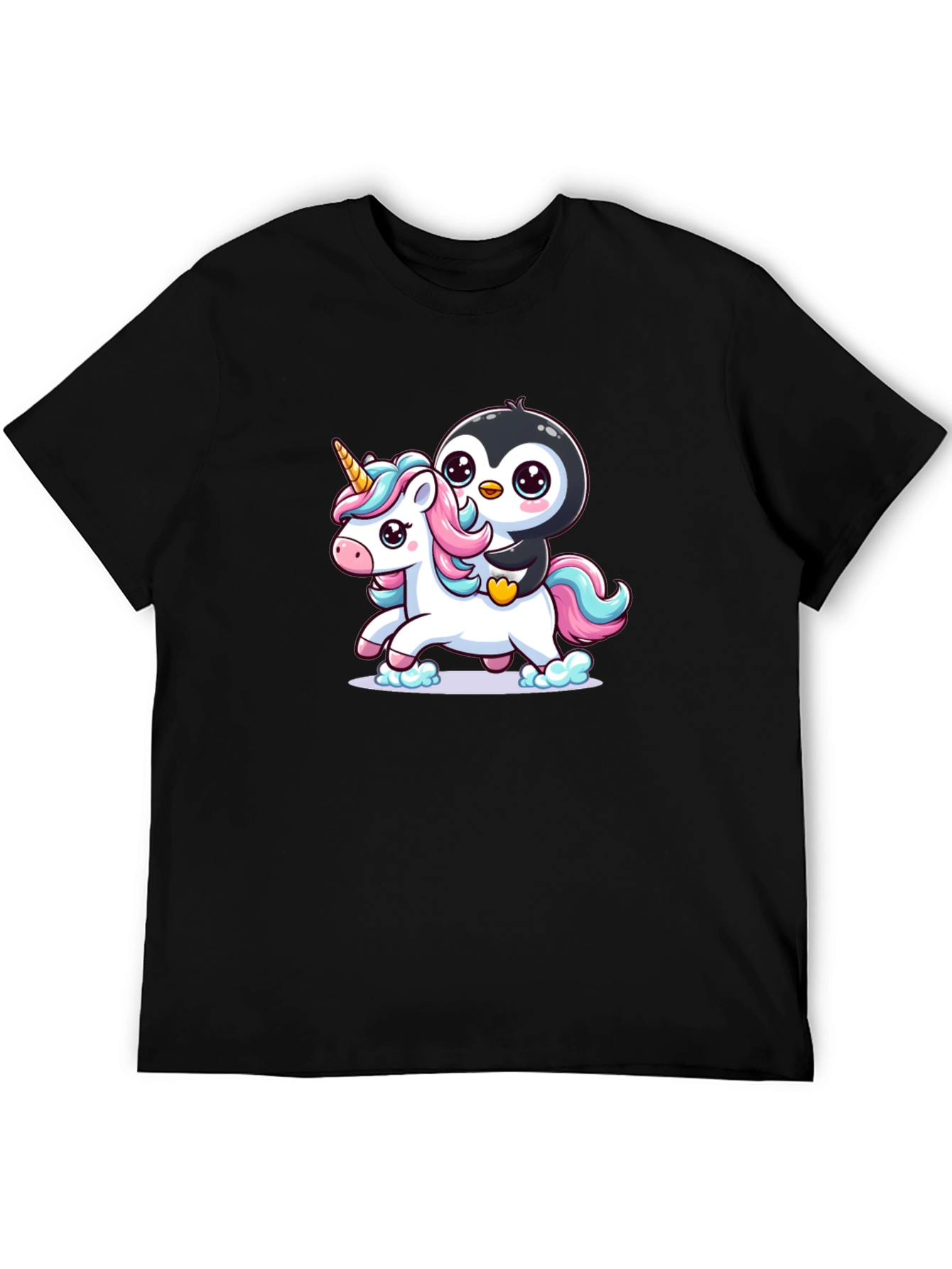 Penguin Riding Unicorn Graphic Tee