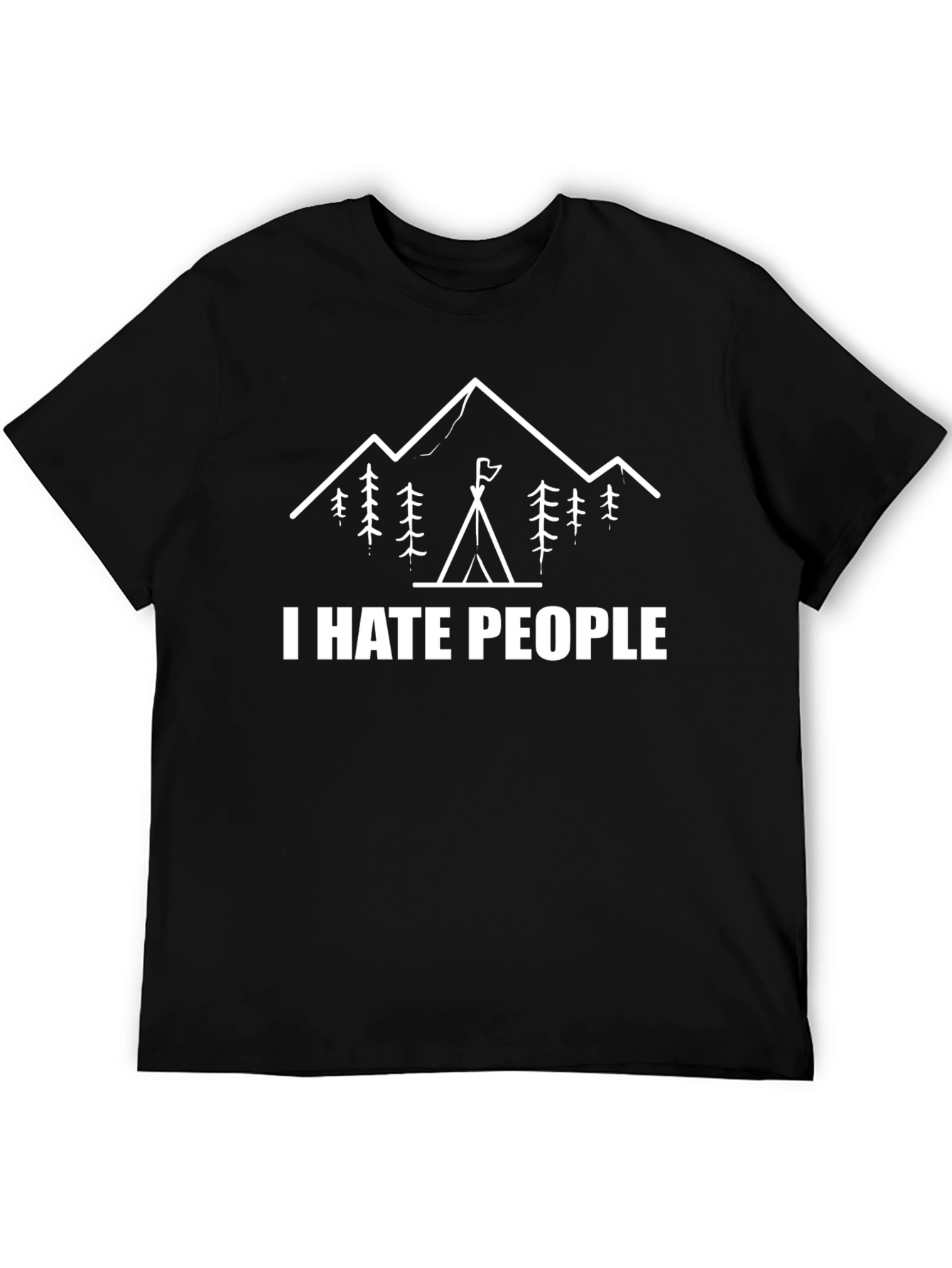 I Hate People Camping Graphic T-Shirt - Black