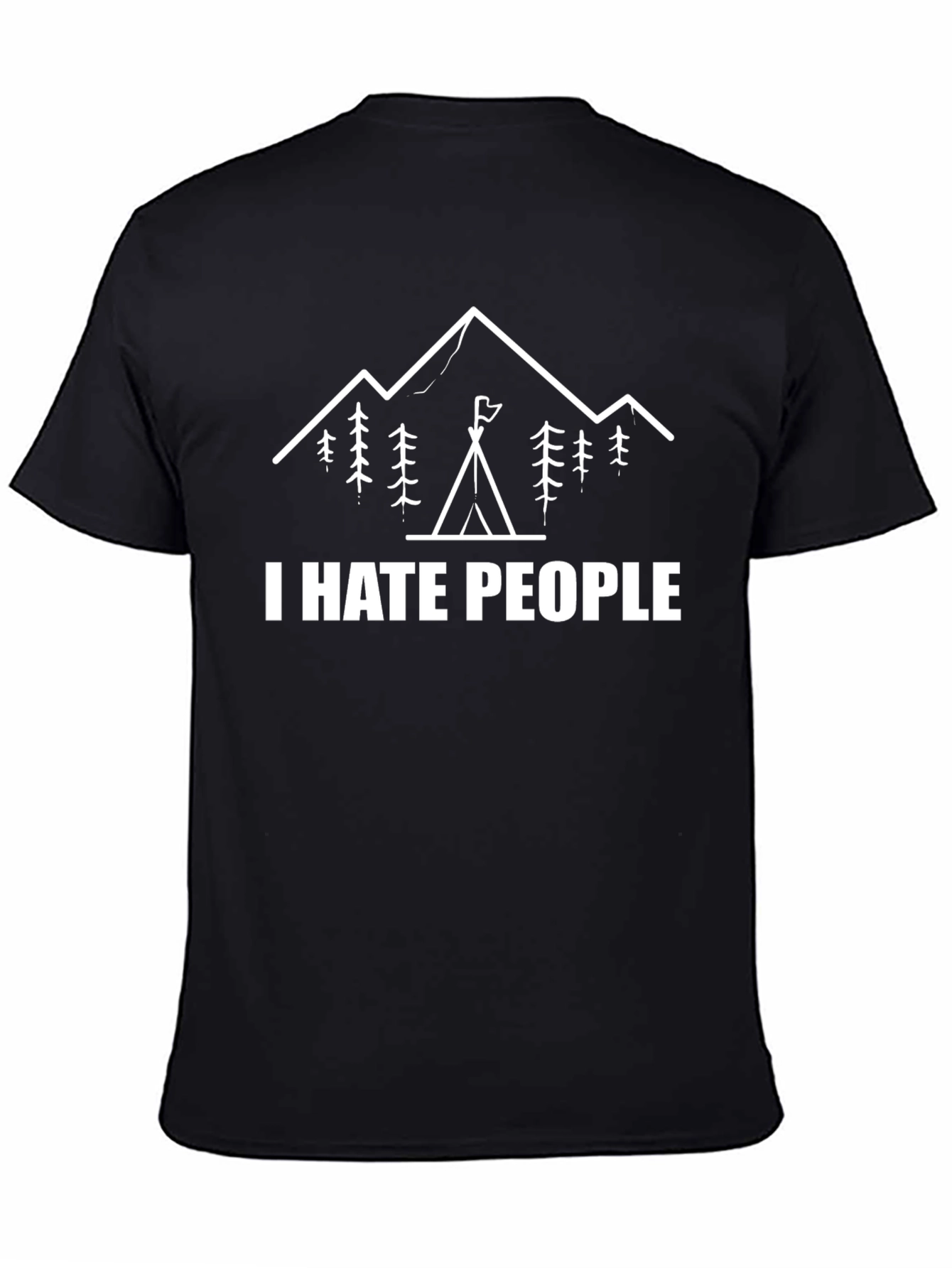 I Hate People Camping Graphic T-Shirt - Black