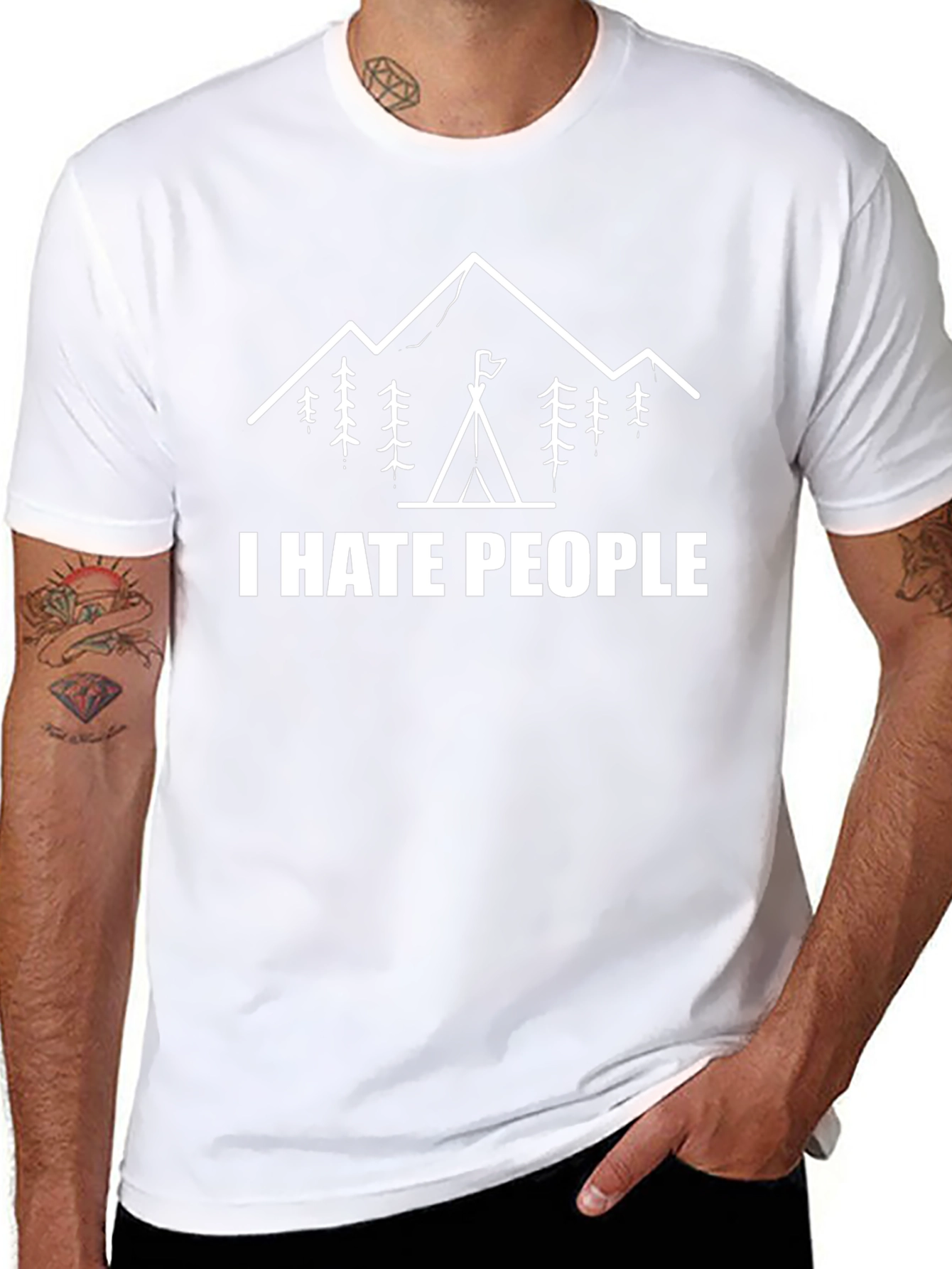 I Hate People Camping Graphic T-Shirt - Black