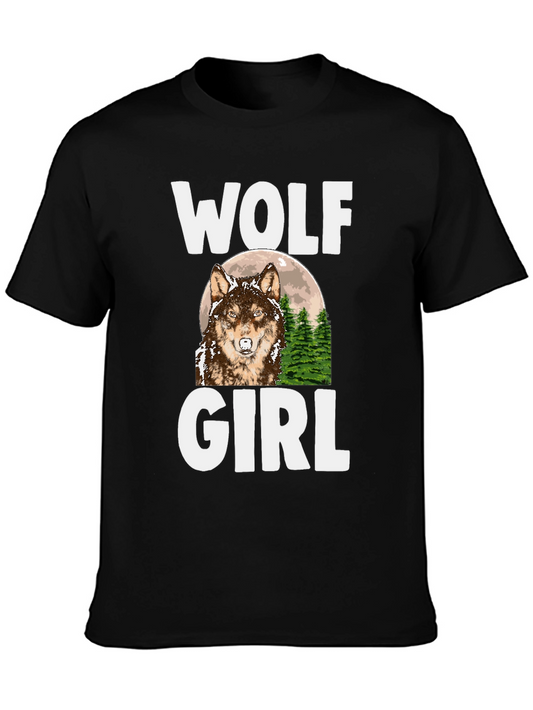 Wolf Girl Graphic Tee - Black Cotton T-Shirt