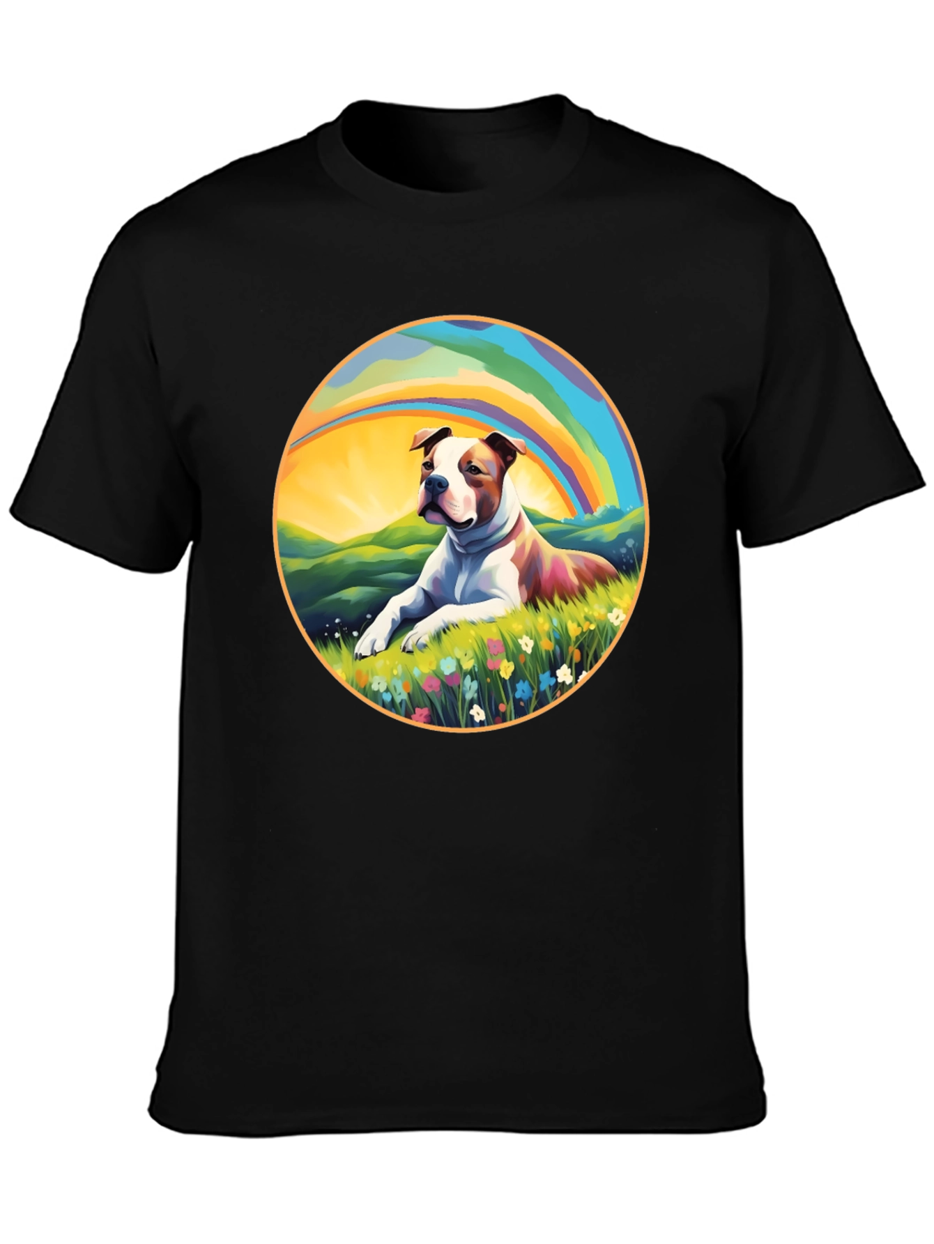 Dog Rainbow Graphic Tee - Comfort Fit