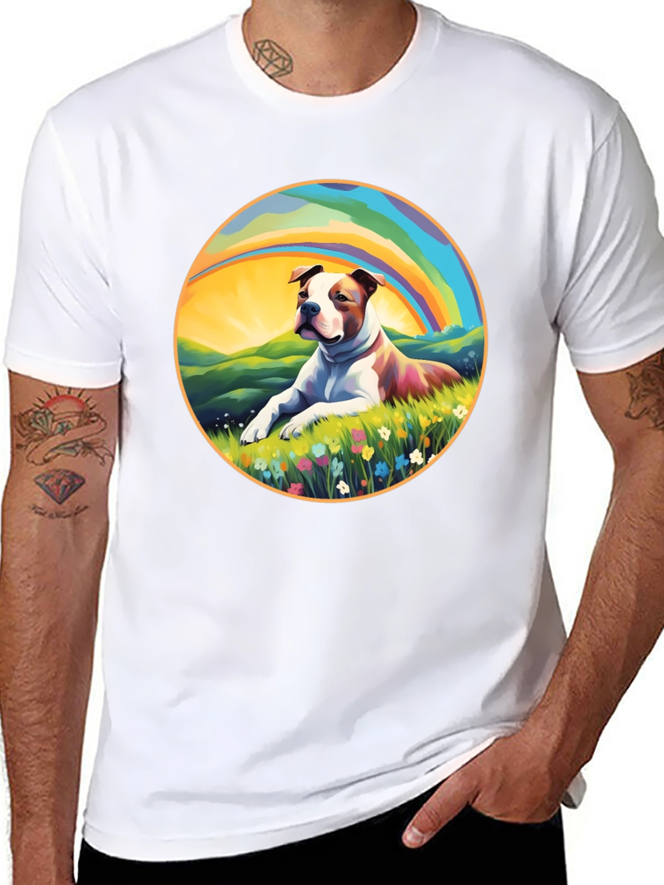 Dog Rainbow Graphic Tee - Comfort Fit