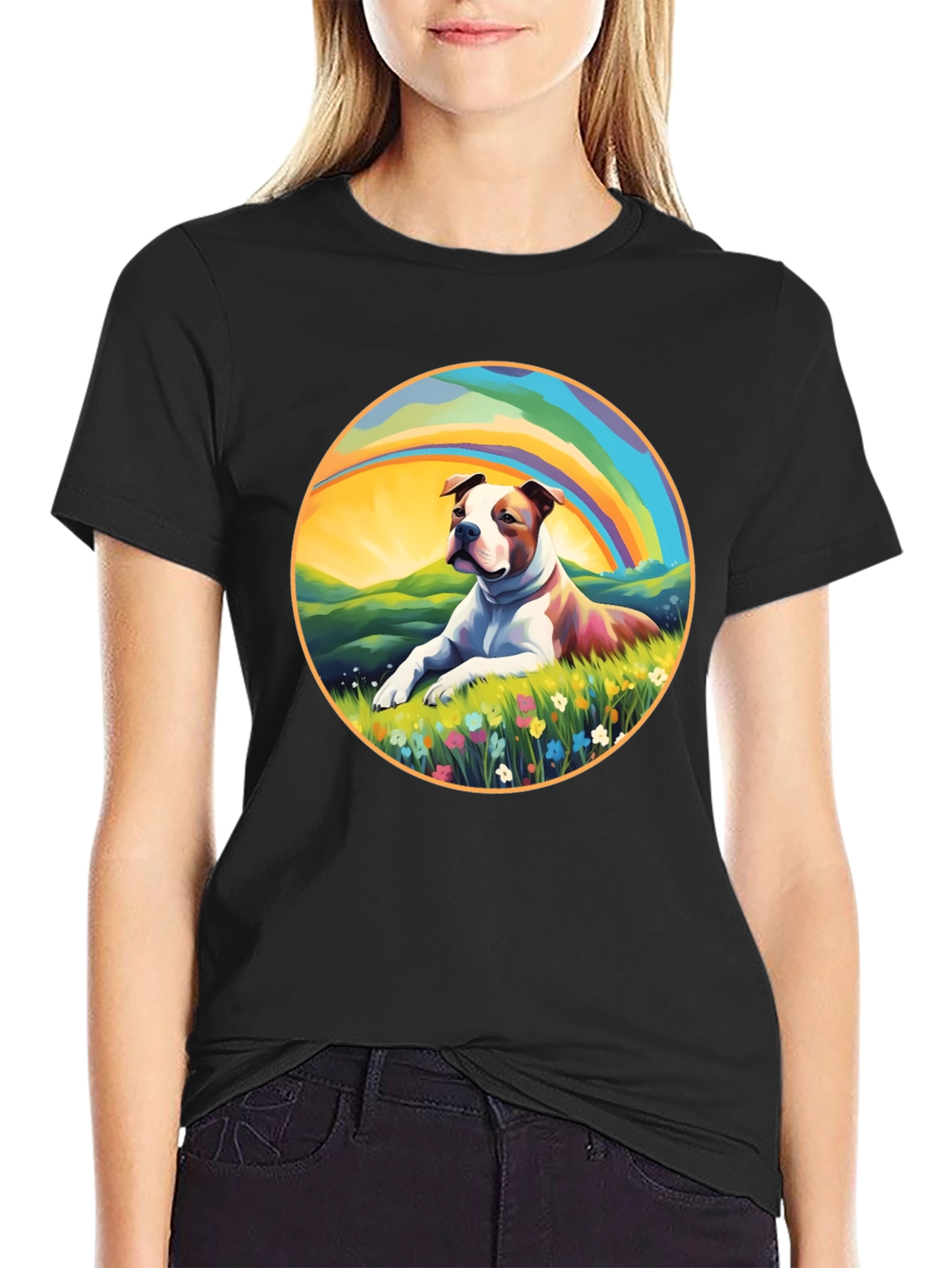 Dog Rainbow Graphic Tee - Comfort Fit
