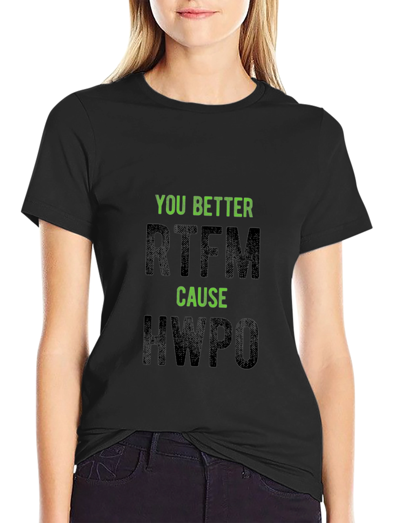 Humorous Black T-Shirt - RTFM HWPO