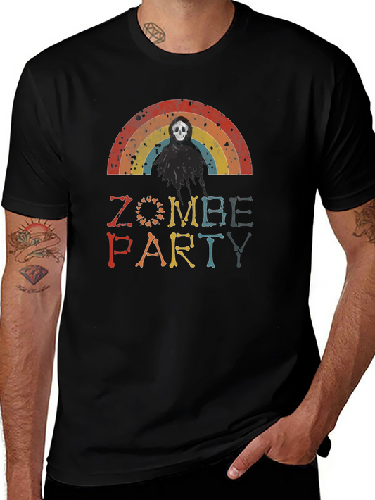 Zombie Party Skeleton Rainbow T-Shirt