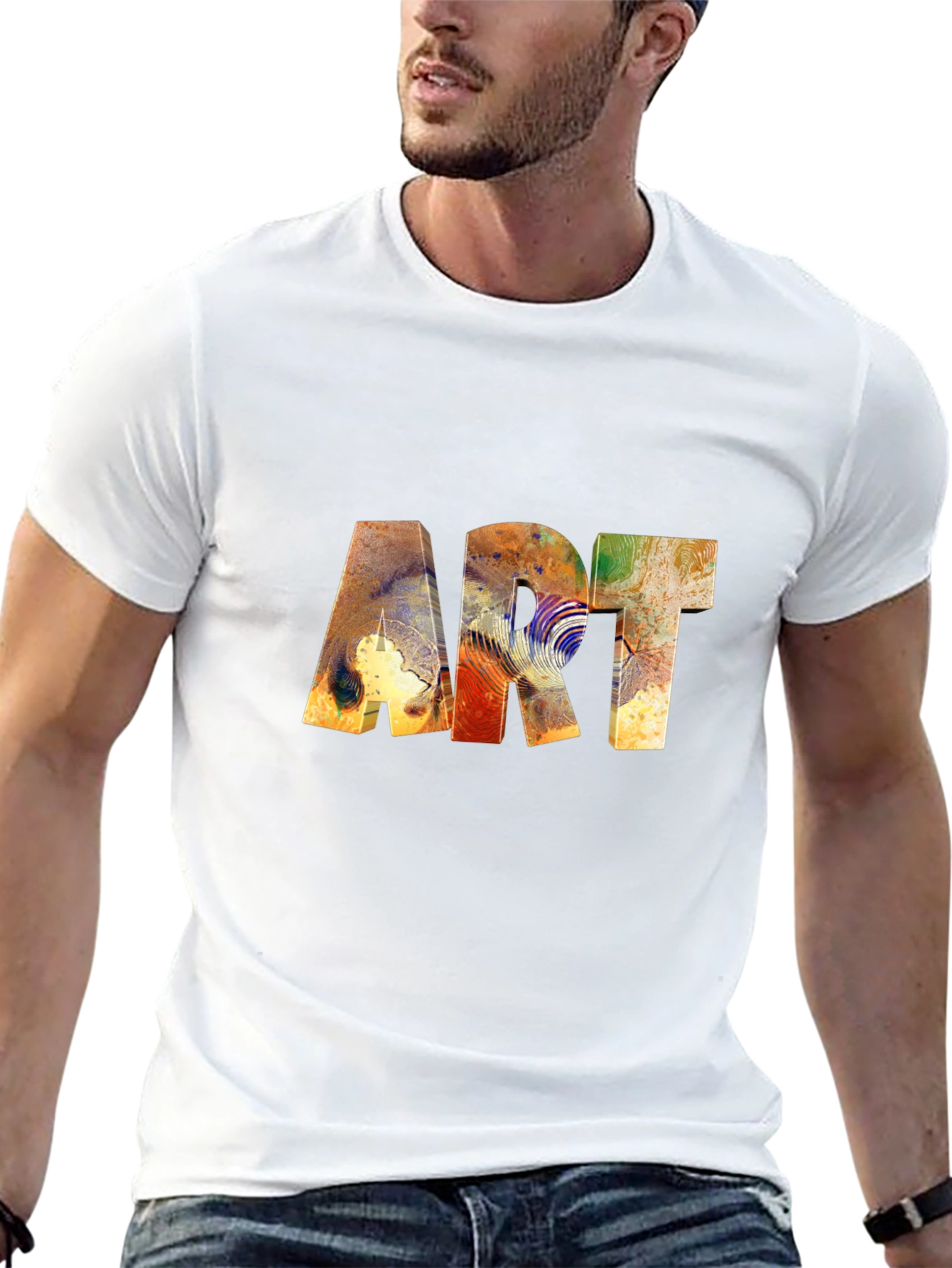 Abstract Art Print Black Tee Shirt