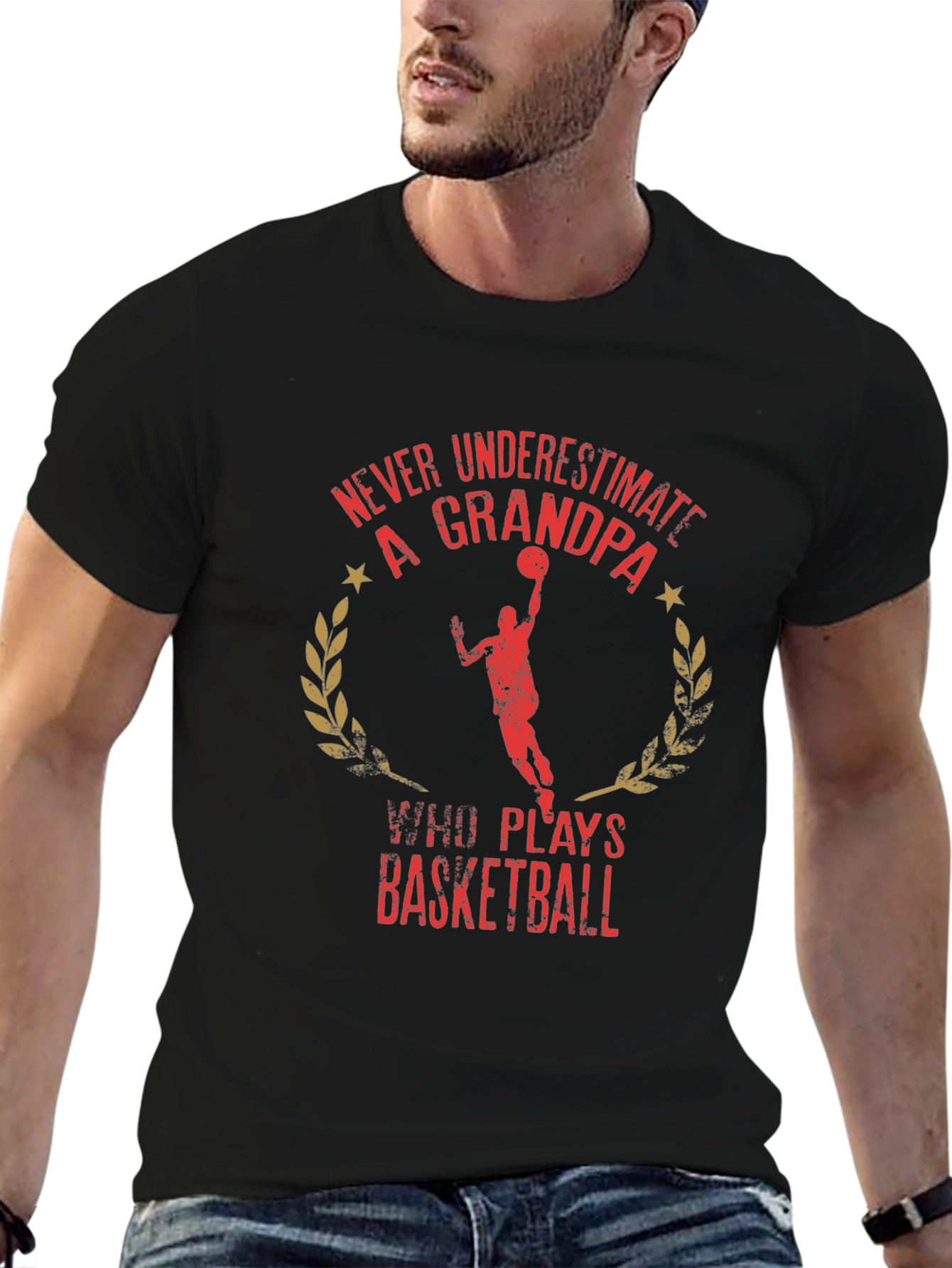 Grandpa Basketball T-Shirt - Never Underestimate!