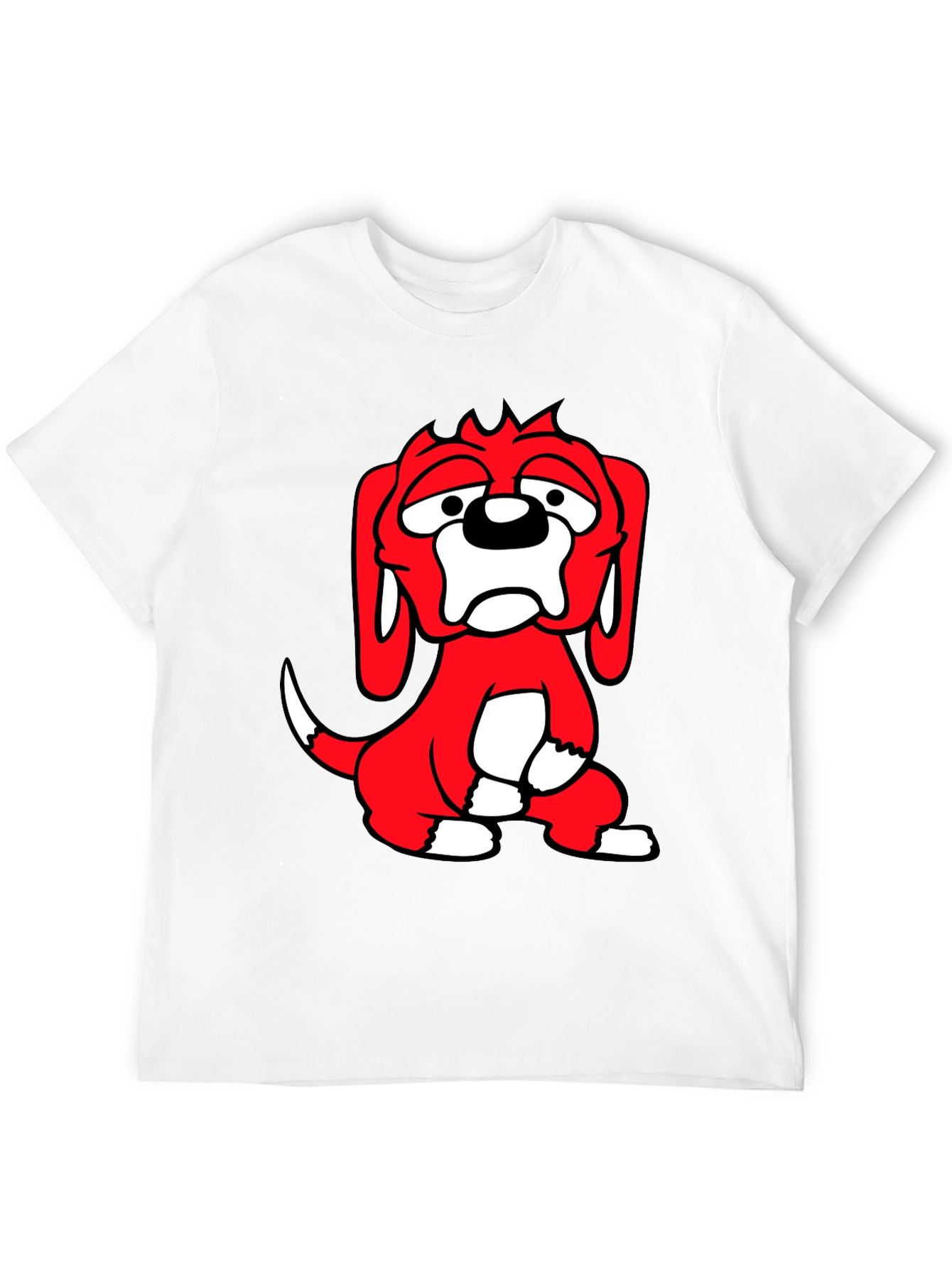 Cartoon Dog Graphic Tee - Black Cotton Blend T-Shirt
