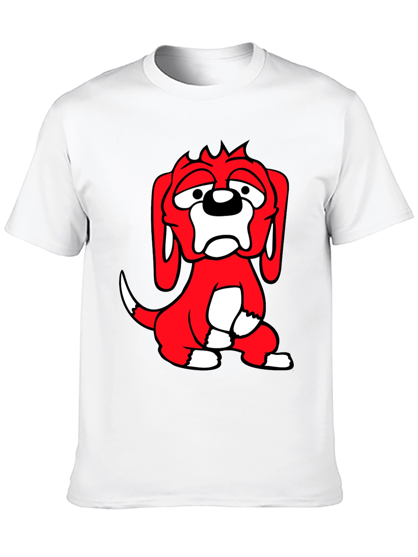 Cartoon Dog Graphic Tee - Black Cotton Blend T-Shirt