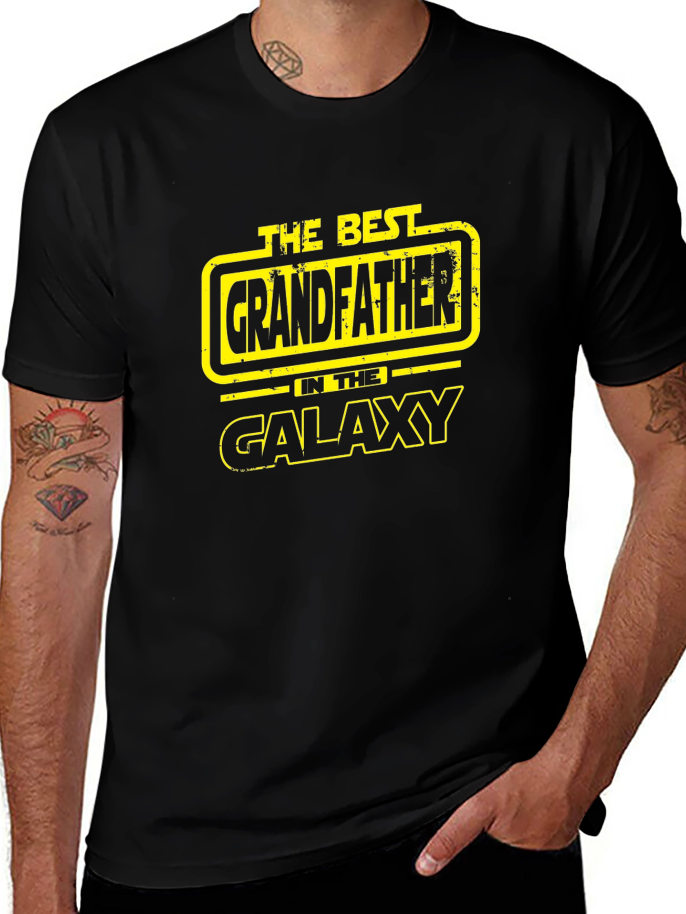 Best Grandfather in the Galaxy Black T-Shirt