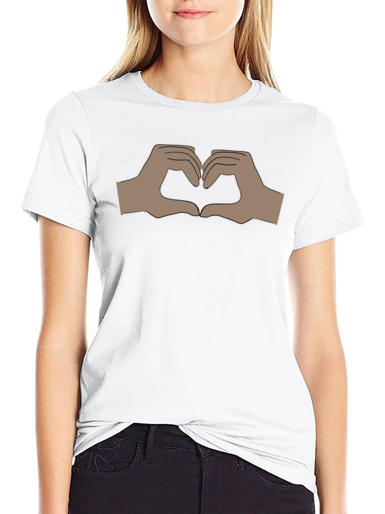 Heart Hands Graphic Black T-Shirt