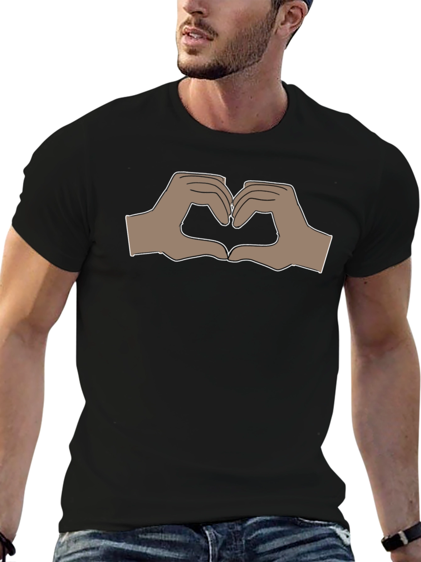 Heart Hands Graphic Black T-Shirt