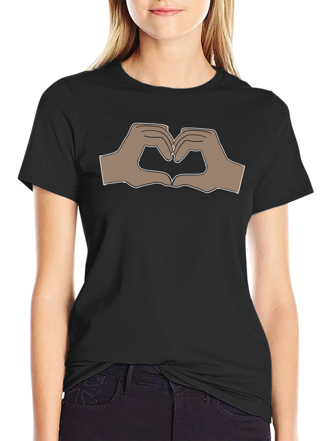 Heart Hands Graphic Black T-Shirt