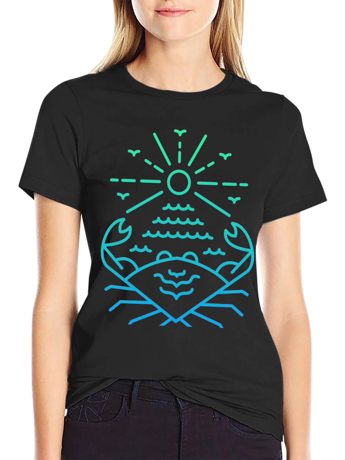 Crab Sea Line Art Graphic Tee