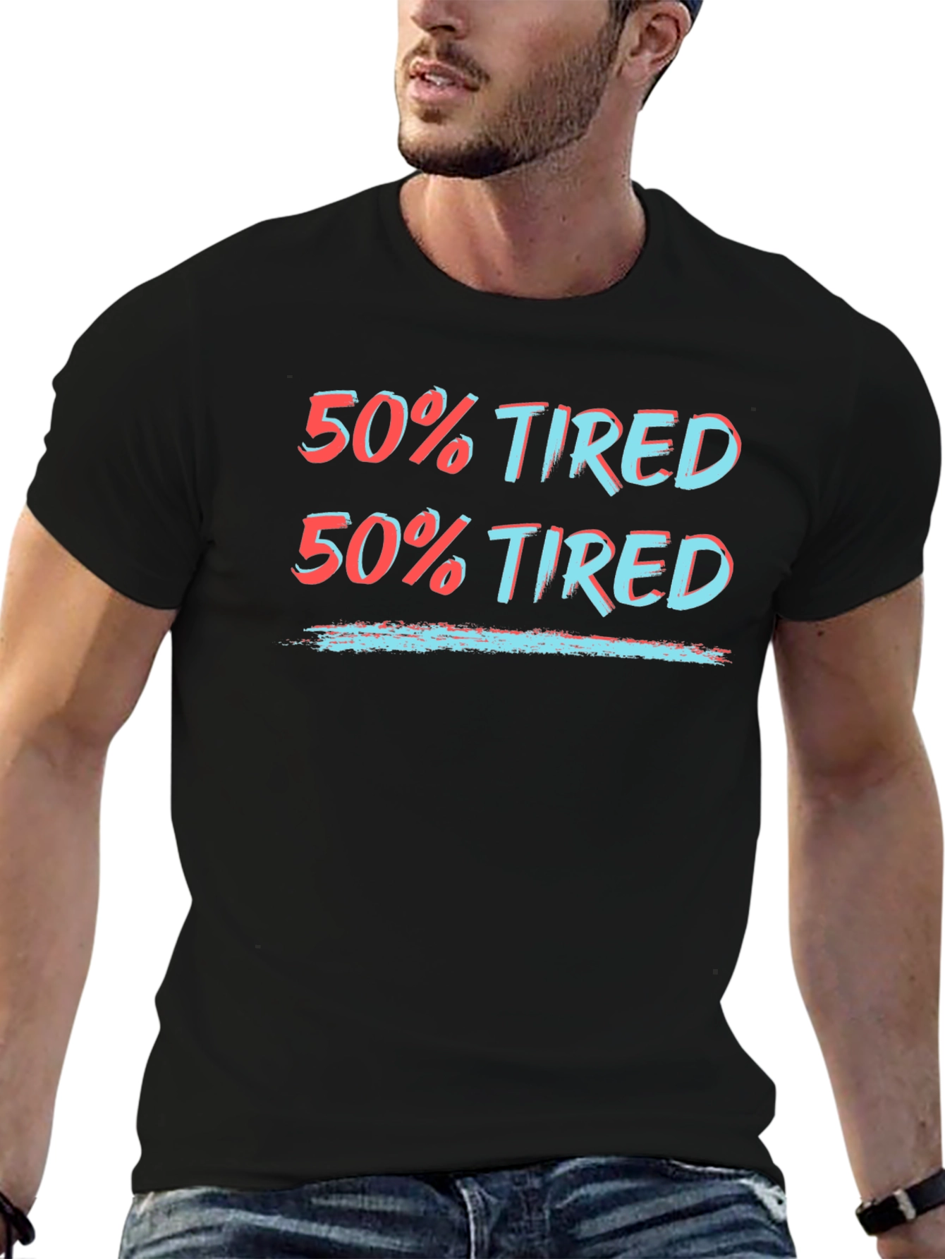 50% Tired Graphic Tee - Black