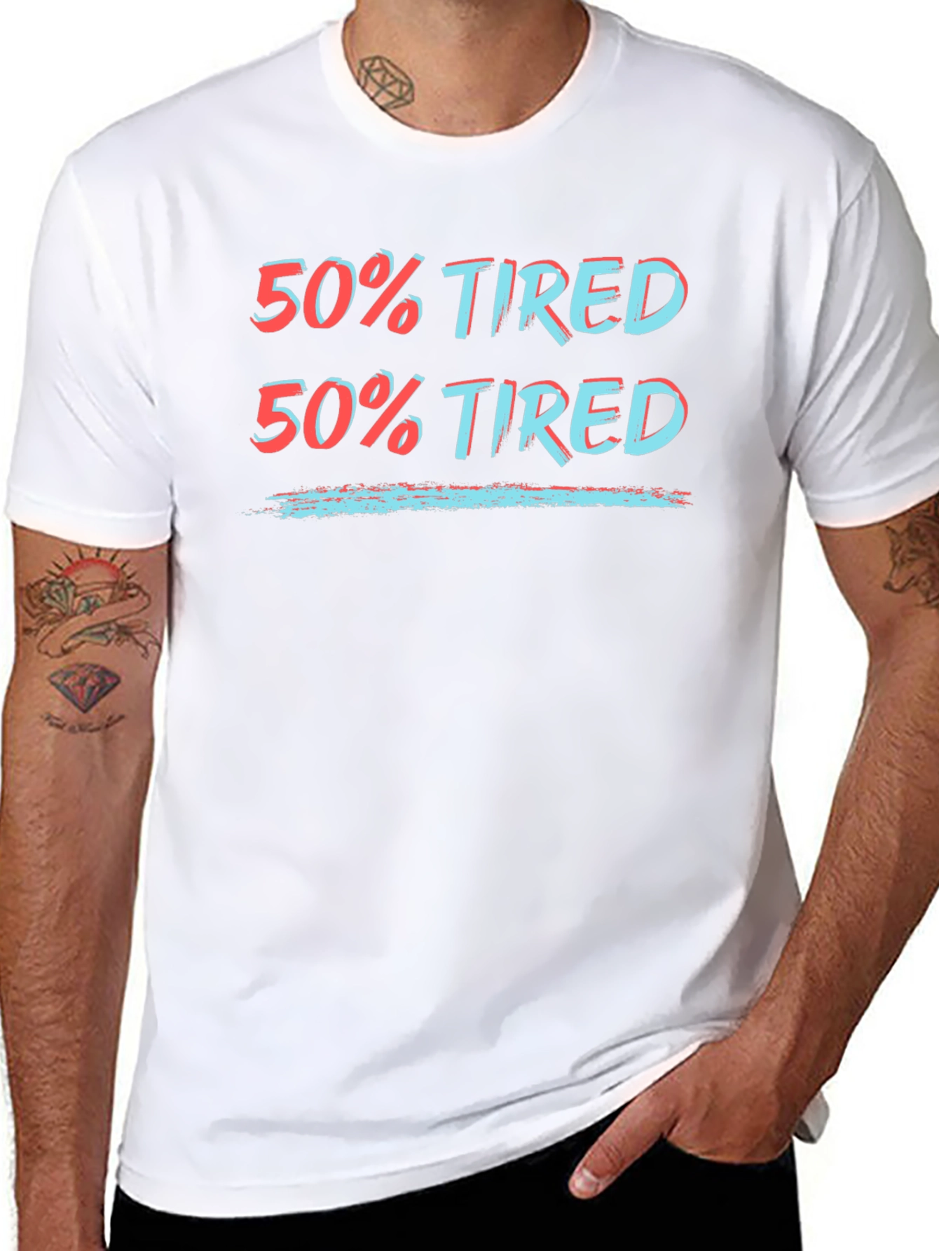 50% Tired Graphic Tee - Black