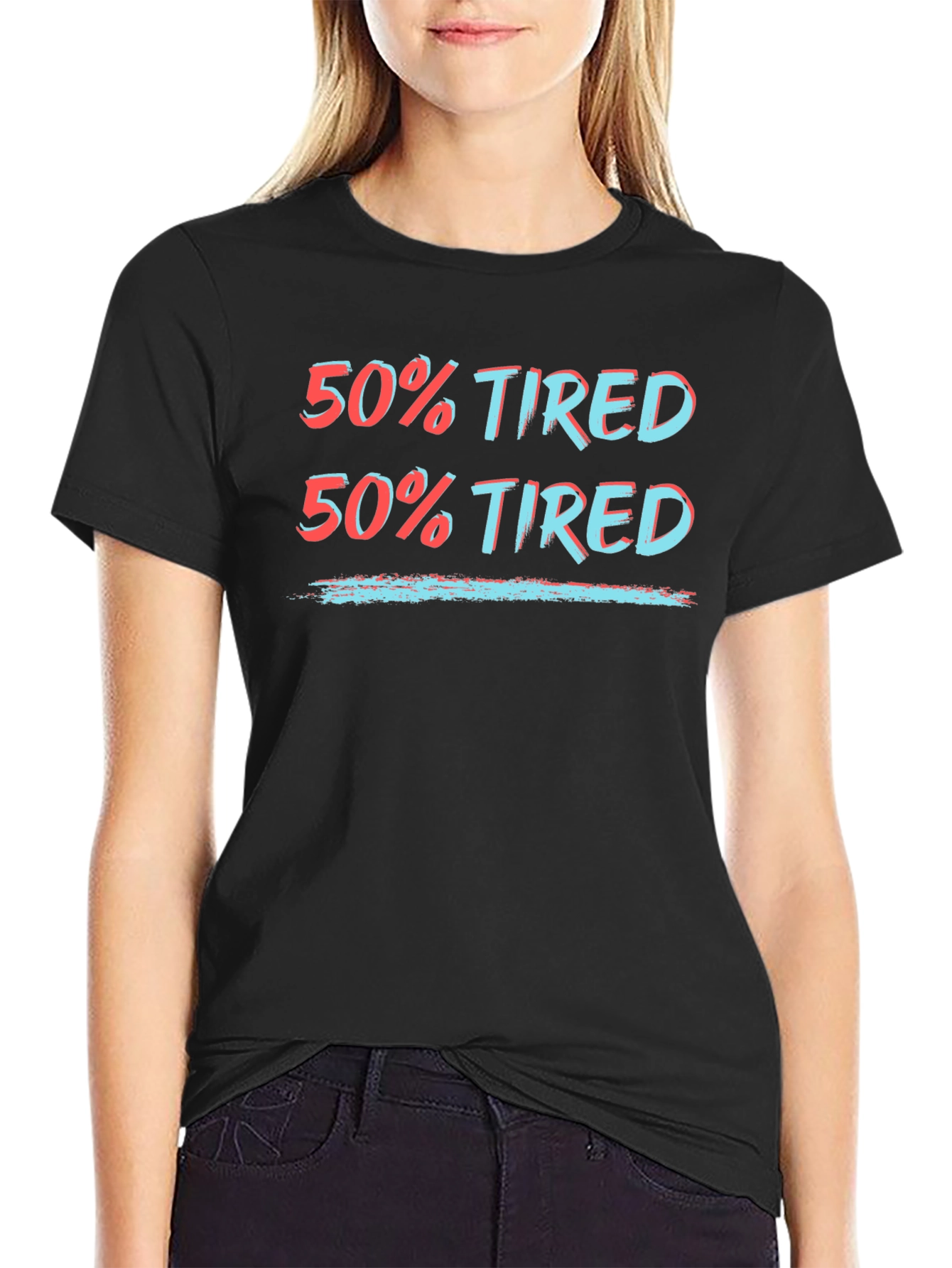 50% Tired Graphic Tee - Black