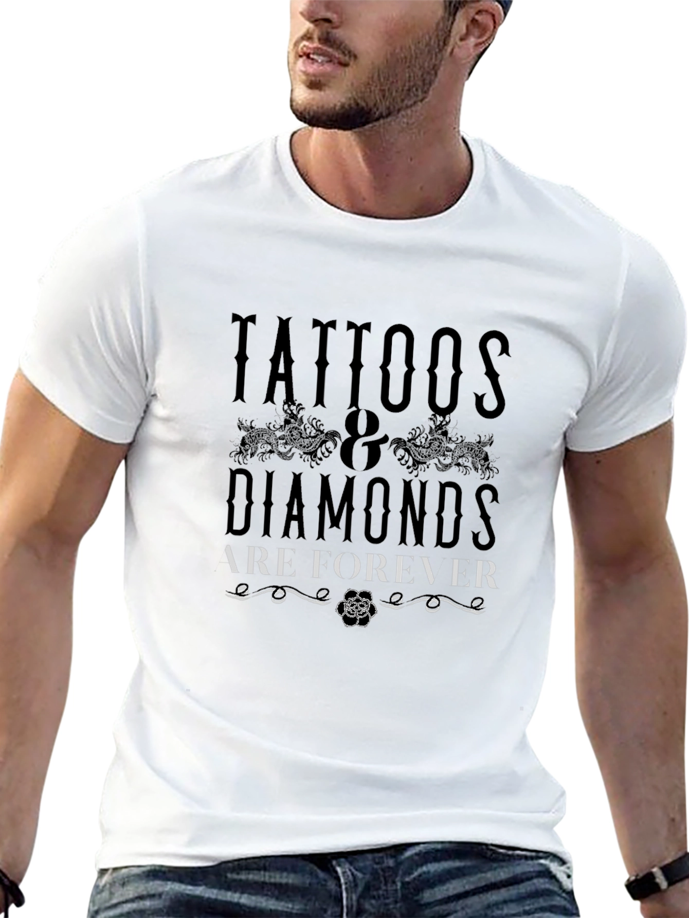 Tattoos & Diamonds Forever Black Graphic Tee