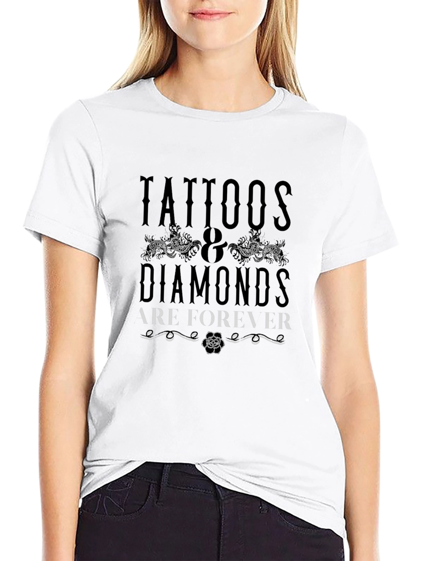 Tattoos & Diamonds Forever Black Graphic Tee