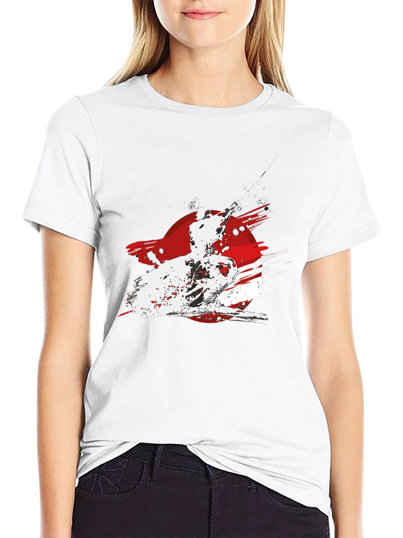 Samurai Warrior Graphic Tee - Black Cotton T-Shirt