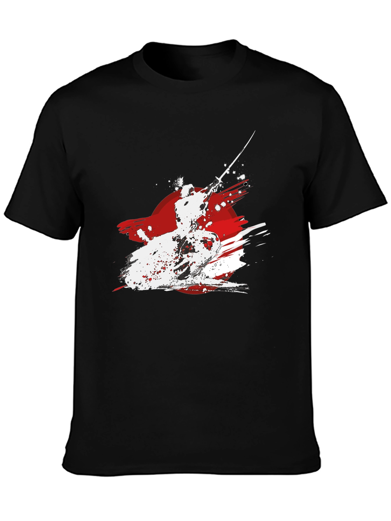 Samurai Warrior Graphic Tee - Black Cotton T-Shirt