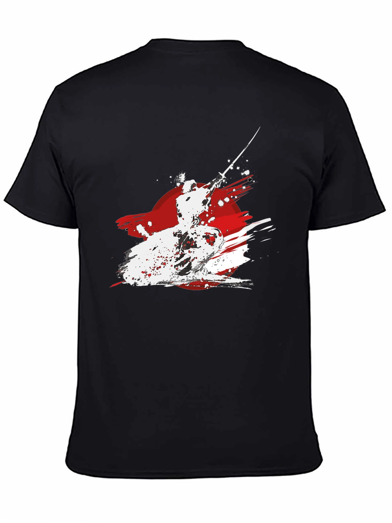 Samurai Warrior Graphic Tee - Black Cotton T-Shirt