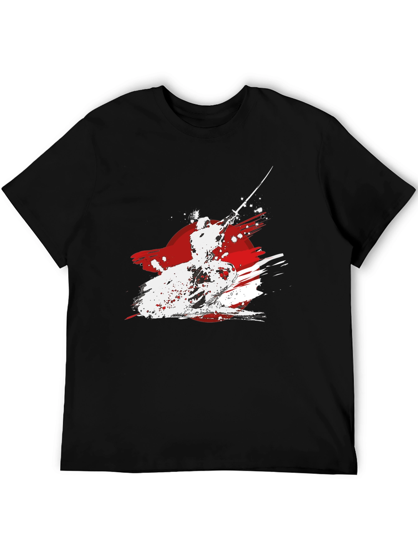 Samurai Warrior Graphic Tee - Black Cotton T-Shirt