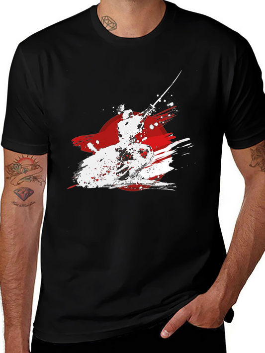 Samurai Warrior Graphic Tee - Black Cotton T-Shirt