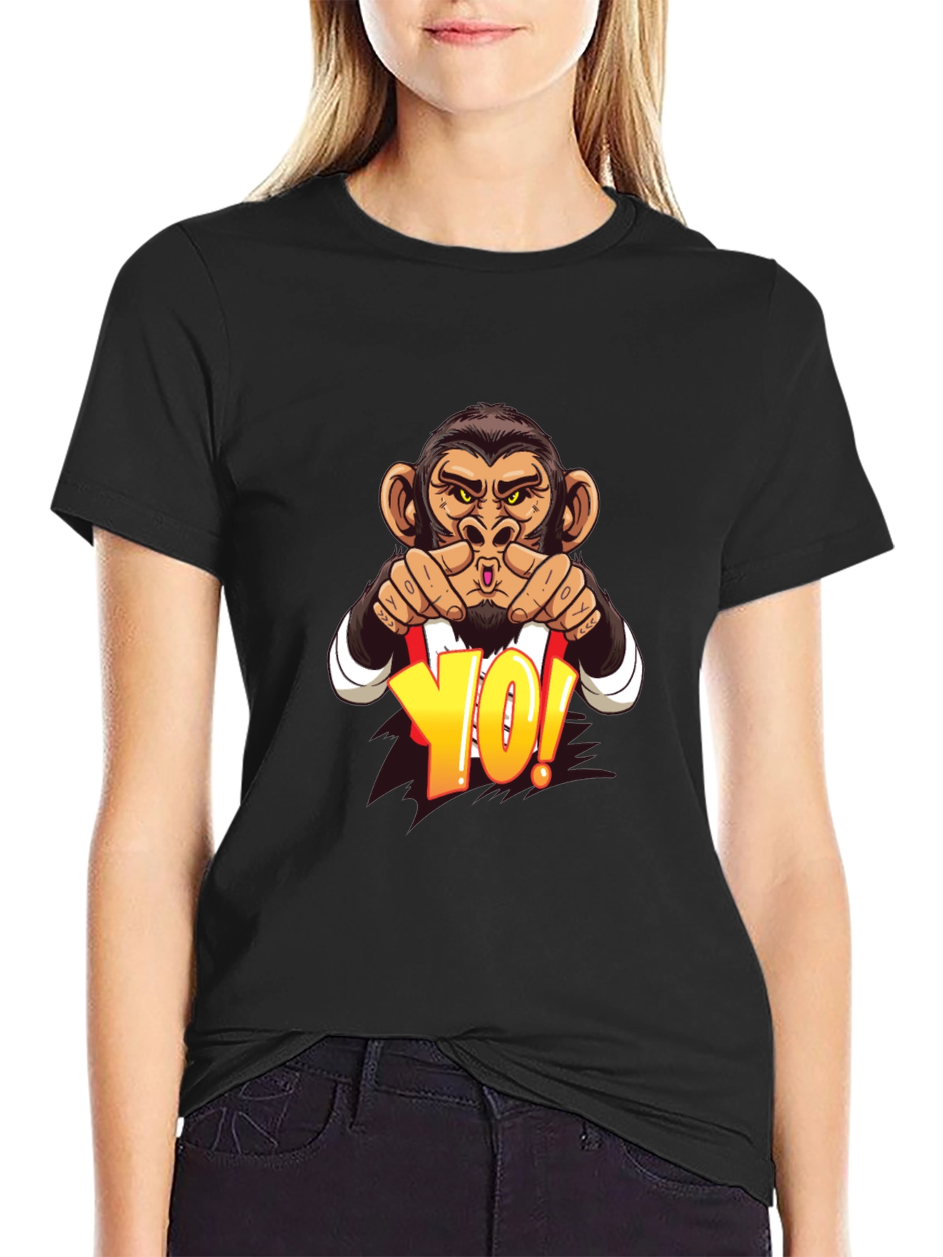 Monkey Yo! Graphic Print T-Shirt - Casual Style