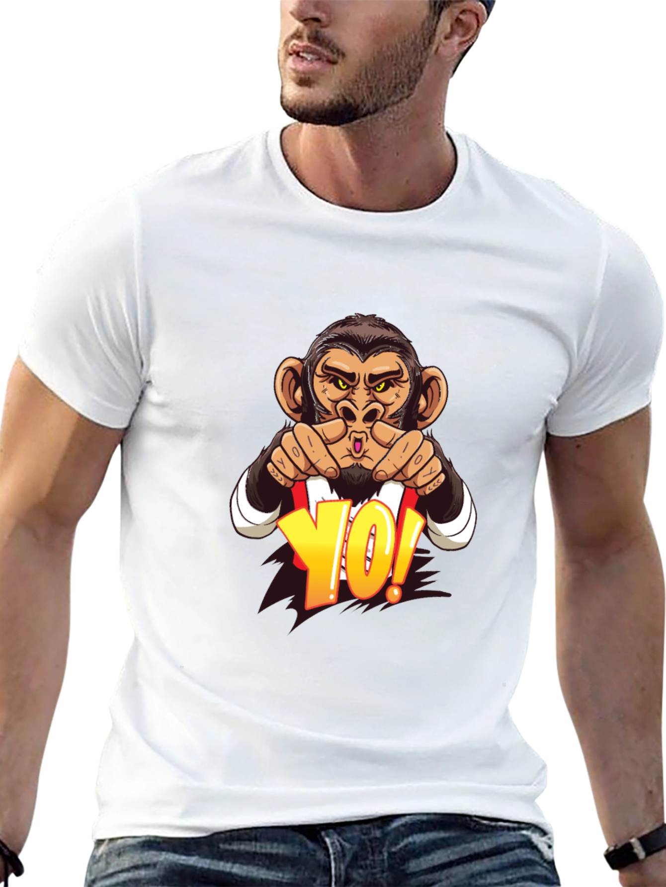 Monkey Yo! Graphic Print T-Shirt - Casual Style