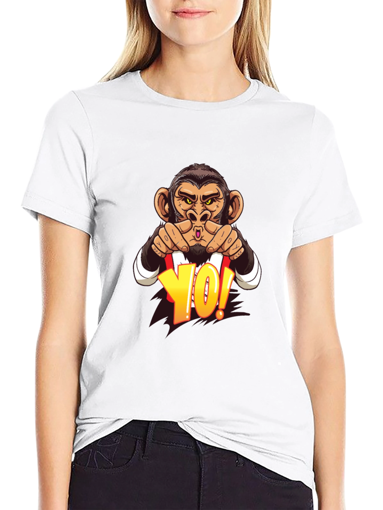 Monkey Yo! Graphic Print T-Shirt - Casual Style