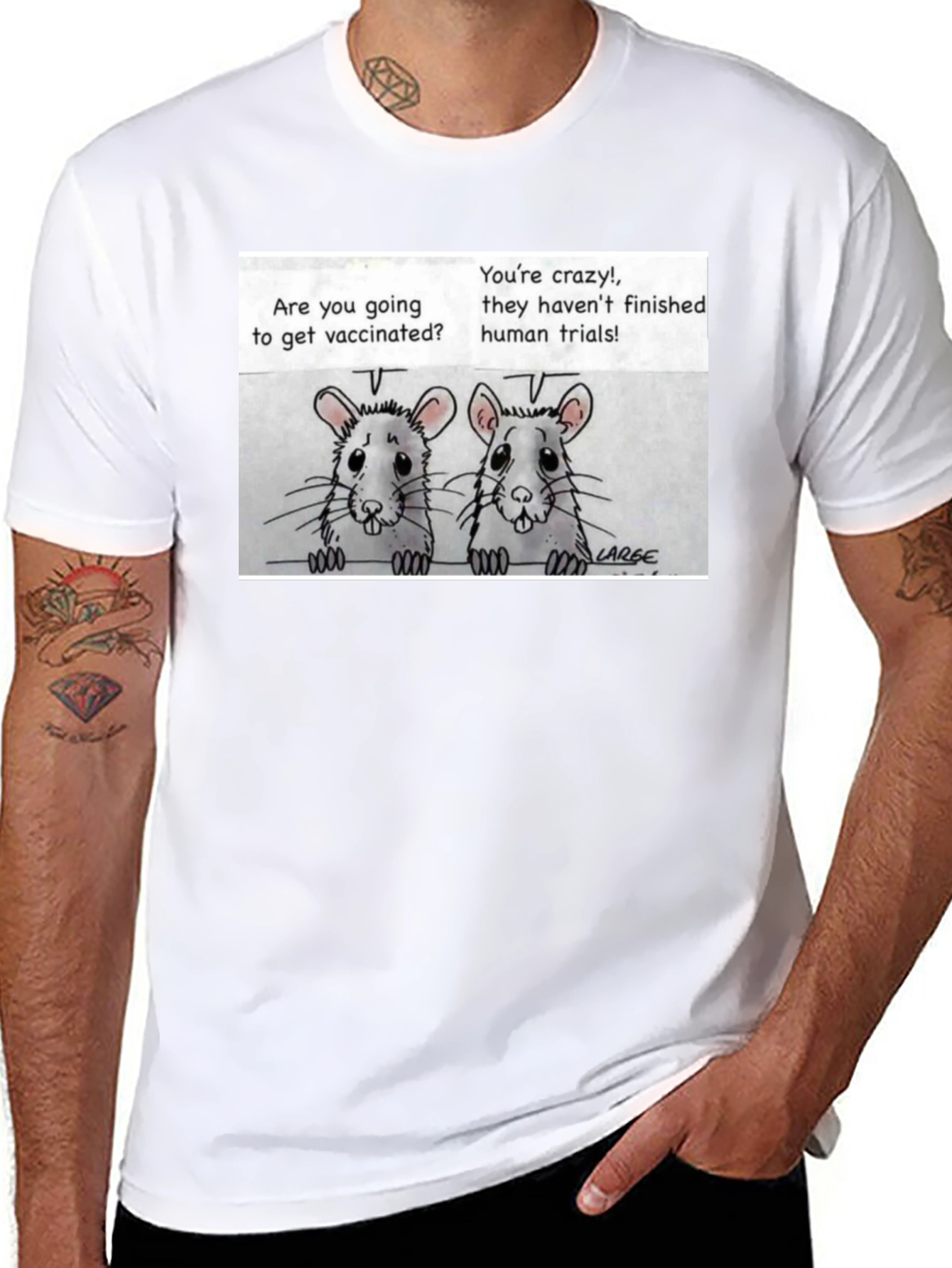 Vaccine Humor T-Shirt: Rat Trials Design