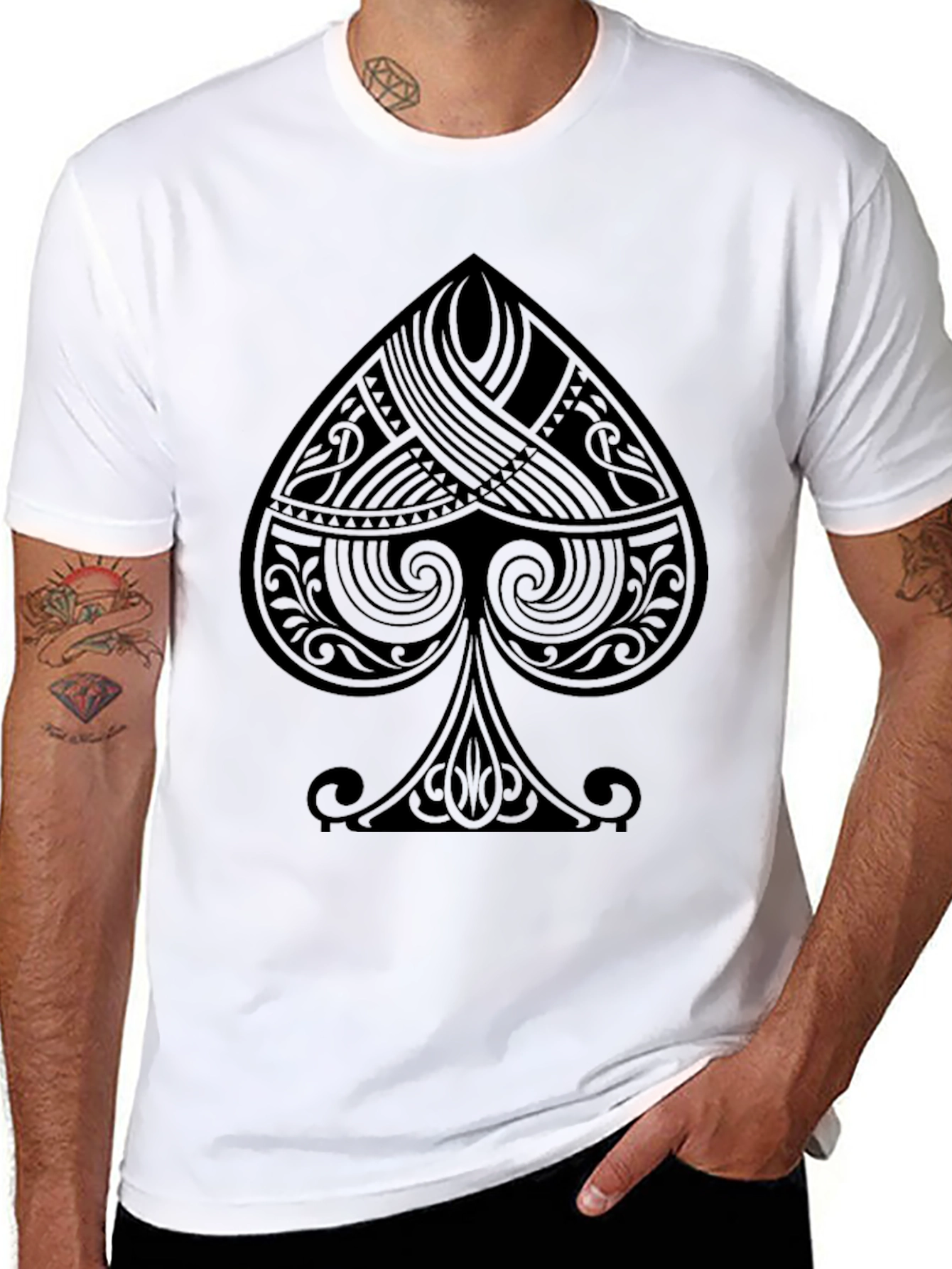 Stylish Black Spade Graphic T-Shirt
