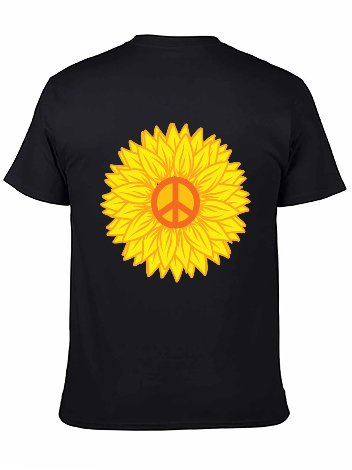 Sunflower Peace Sign Black T-Shirt