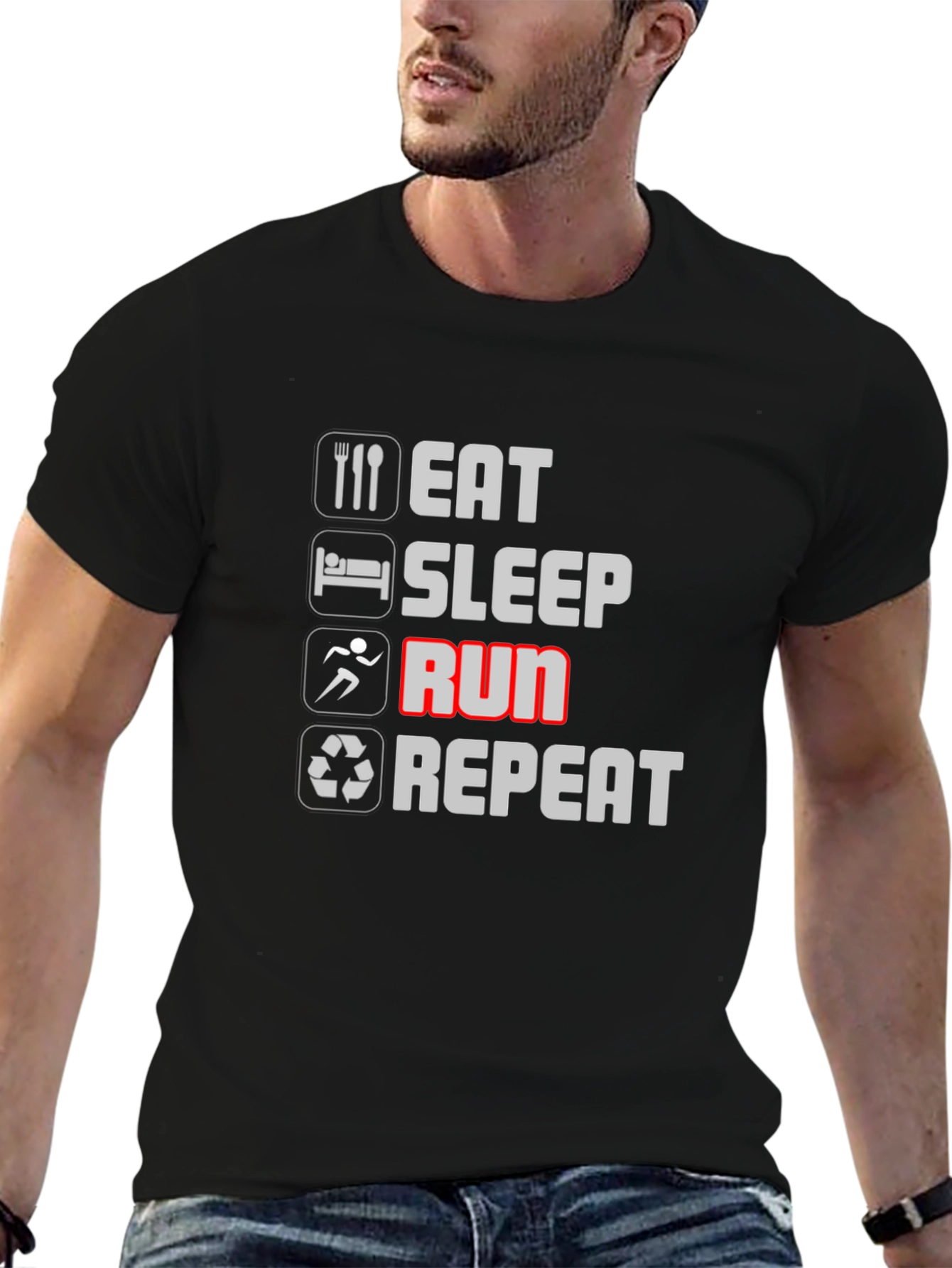 Eat Sleep Run Repeat Black T-Shirt