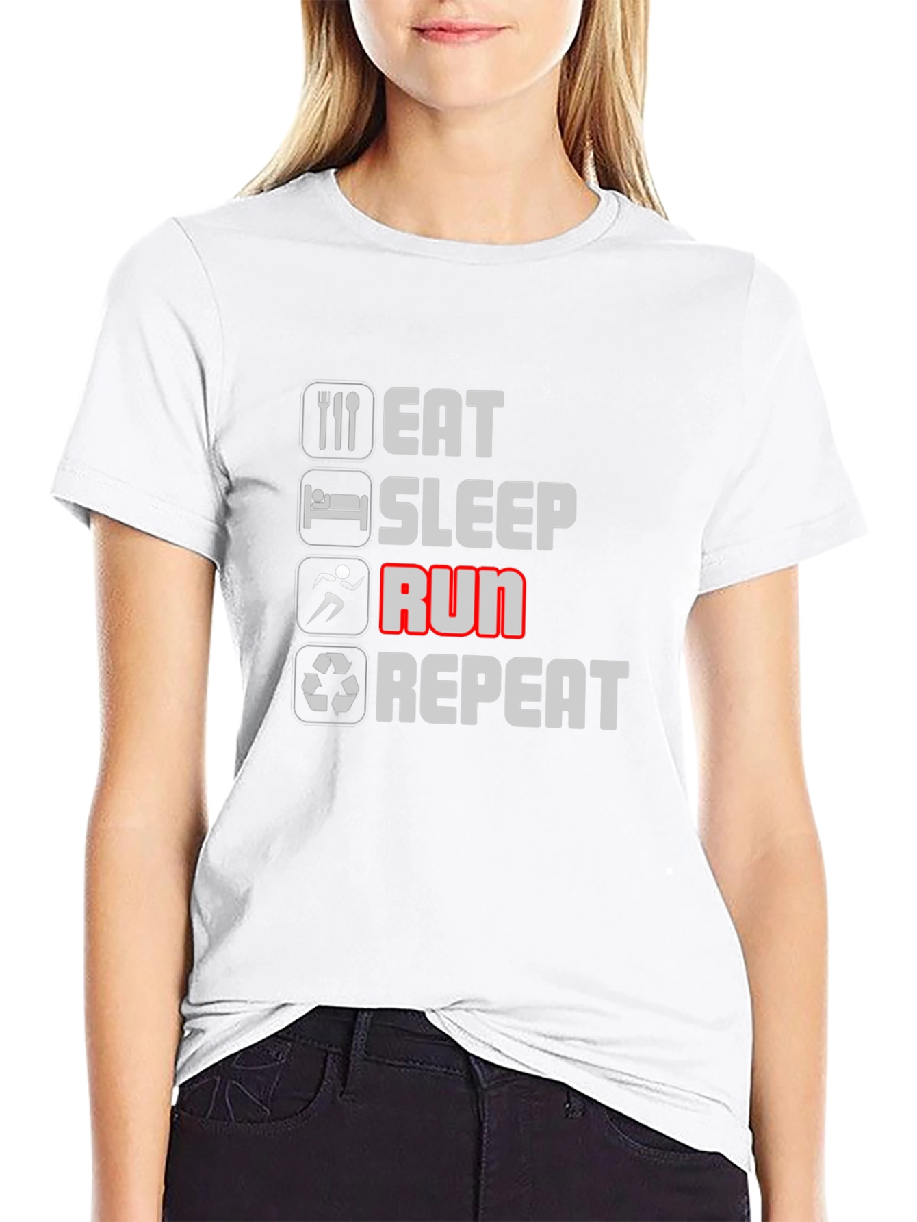 Eat Sleep Run Repeat Black T-Shirt
