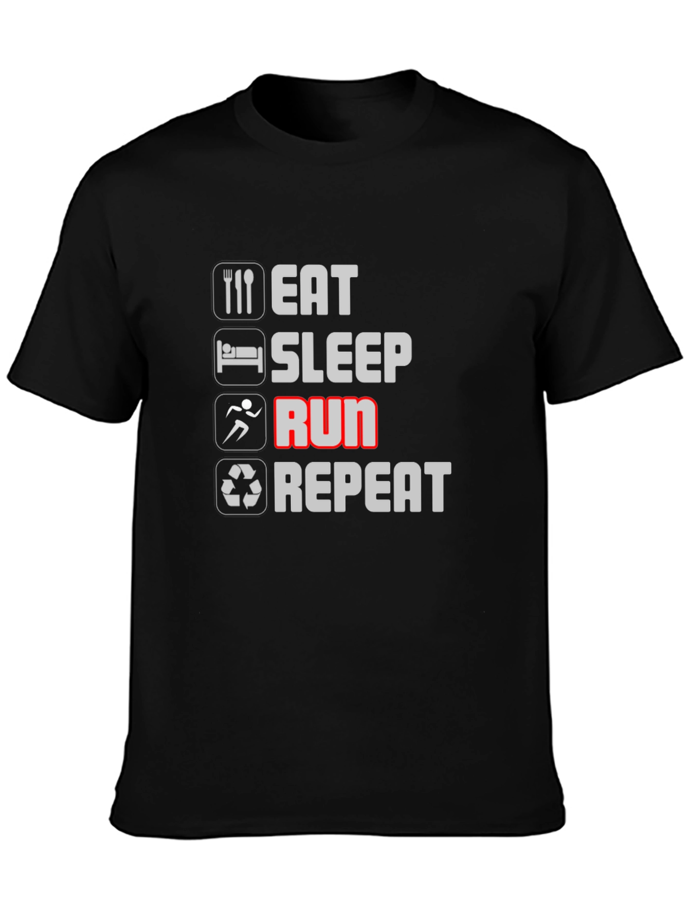 Eat Sleep Run Repeat Black T-Shirt