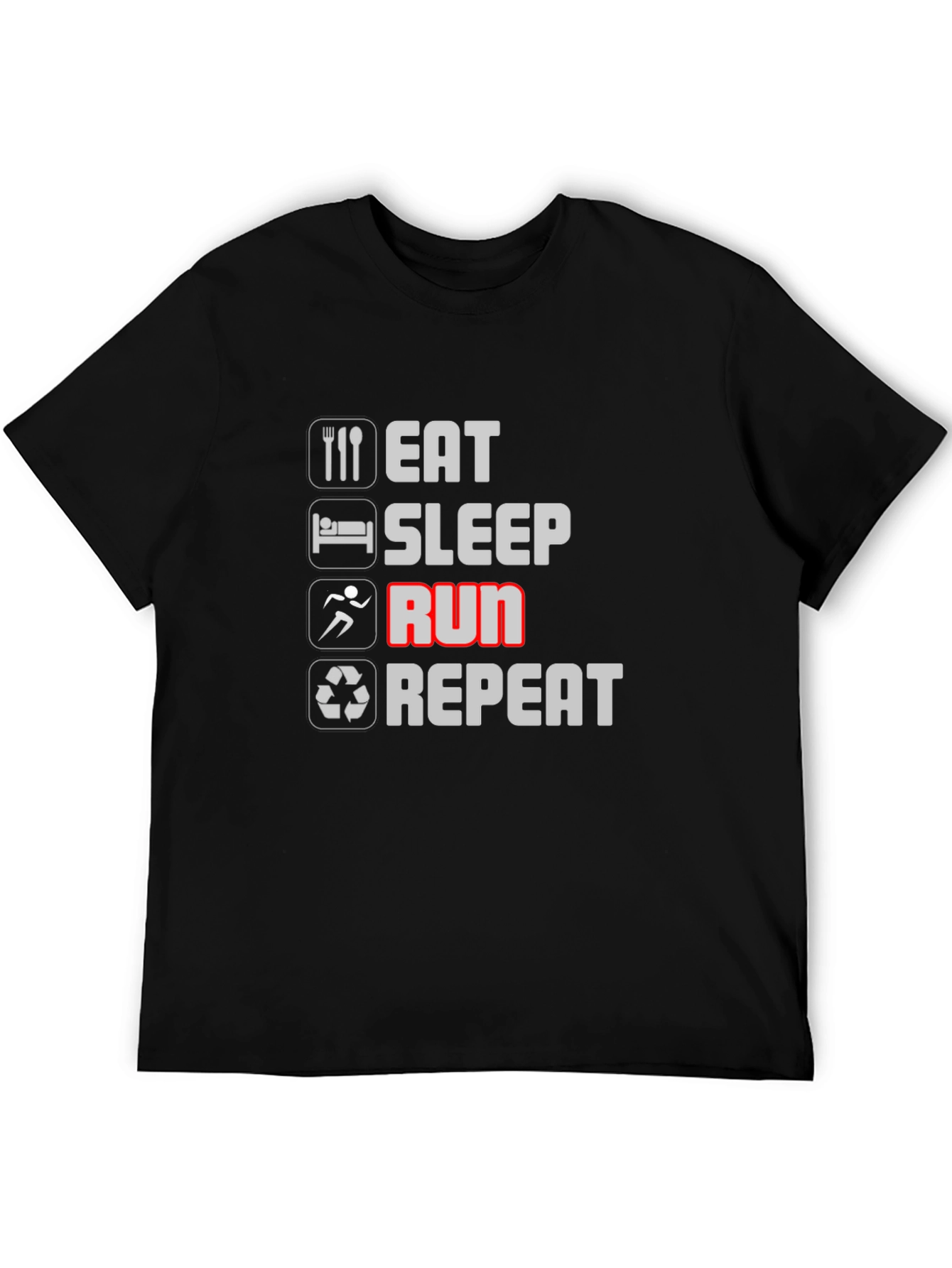 Eat Sleep Run Repeat Black T-Shirt