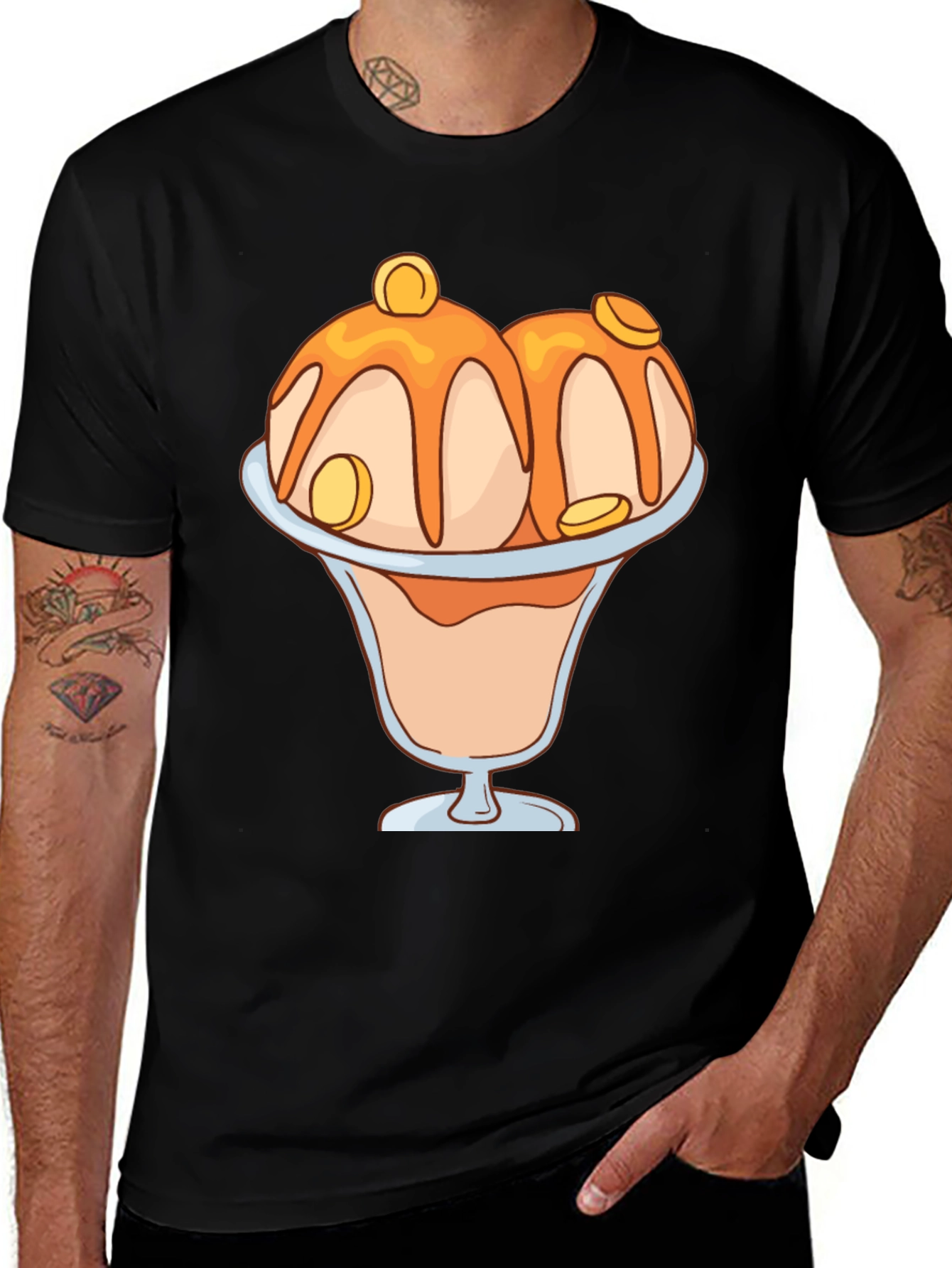Ice Cream Sundae Graphic Tee - Black