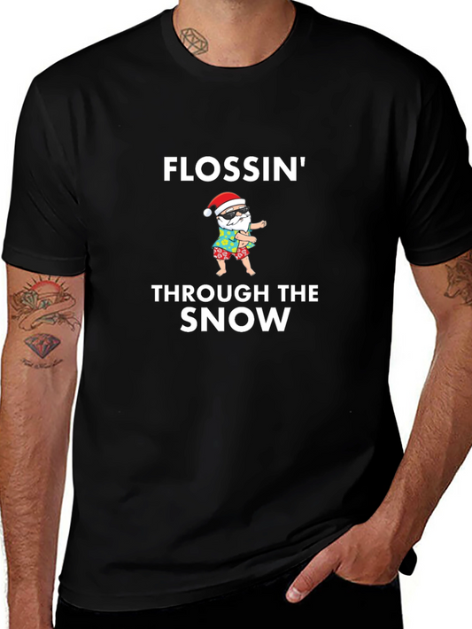 Flossin Through The Snow Santa Graphic Tee