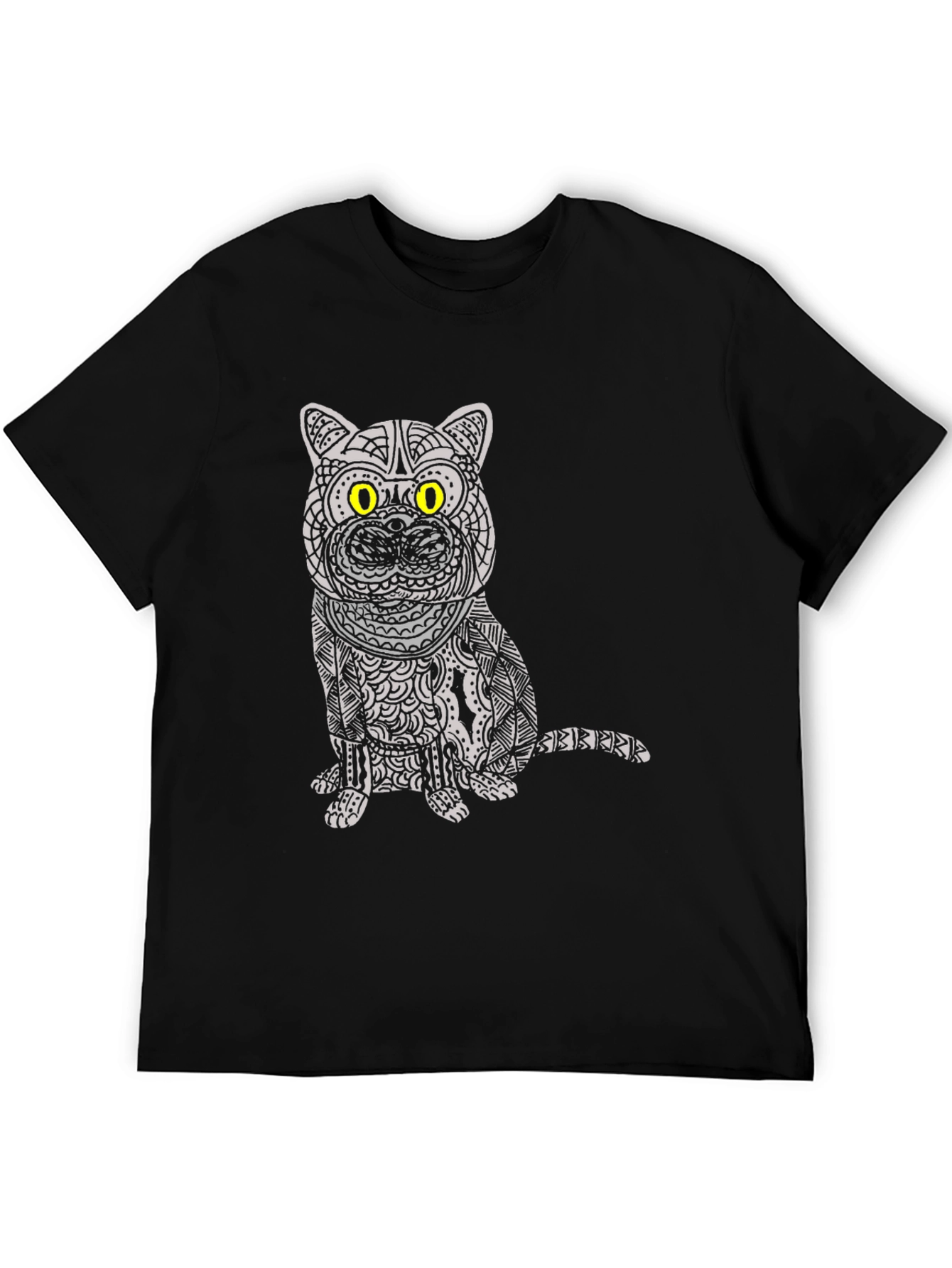 Cat Graphic Tee - Unique Patterned Design