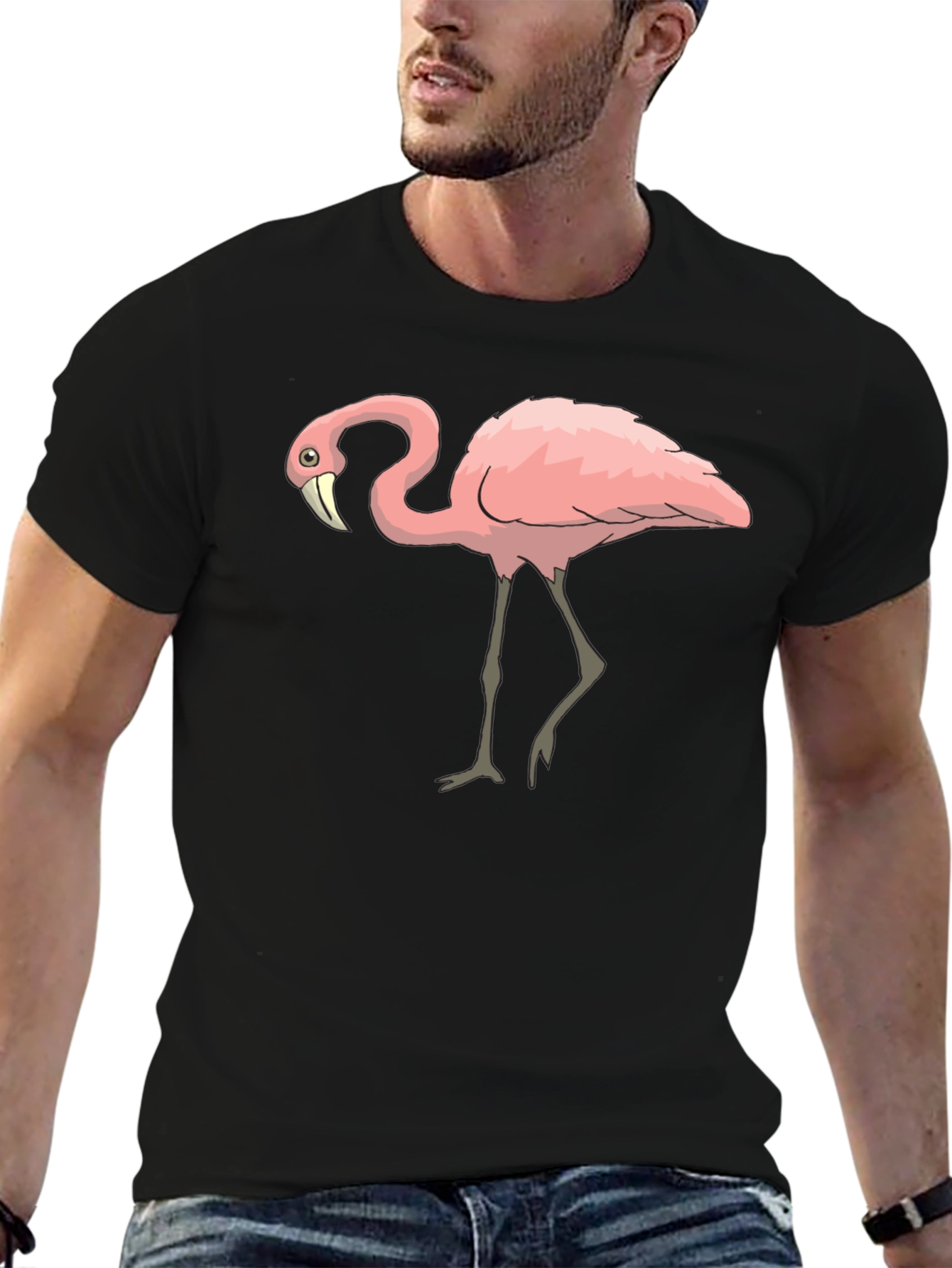Flamingo Graphic Tee - Stylish Mens Black T-Shirt